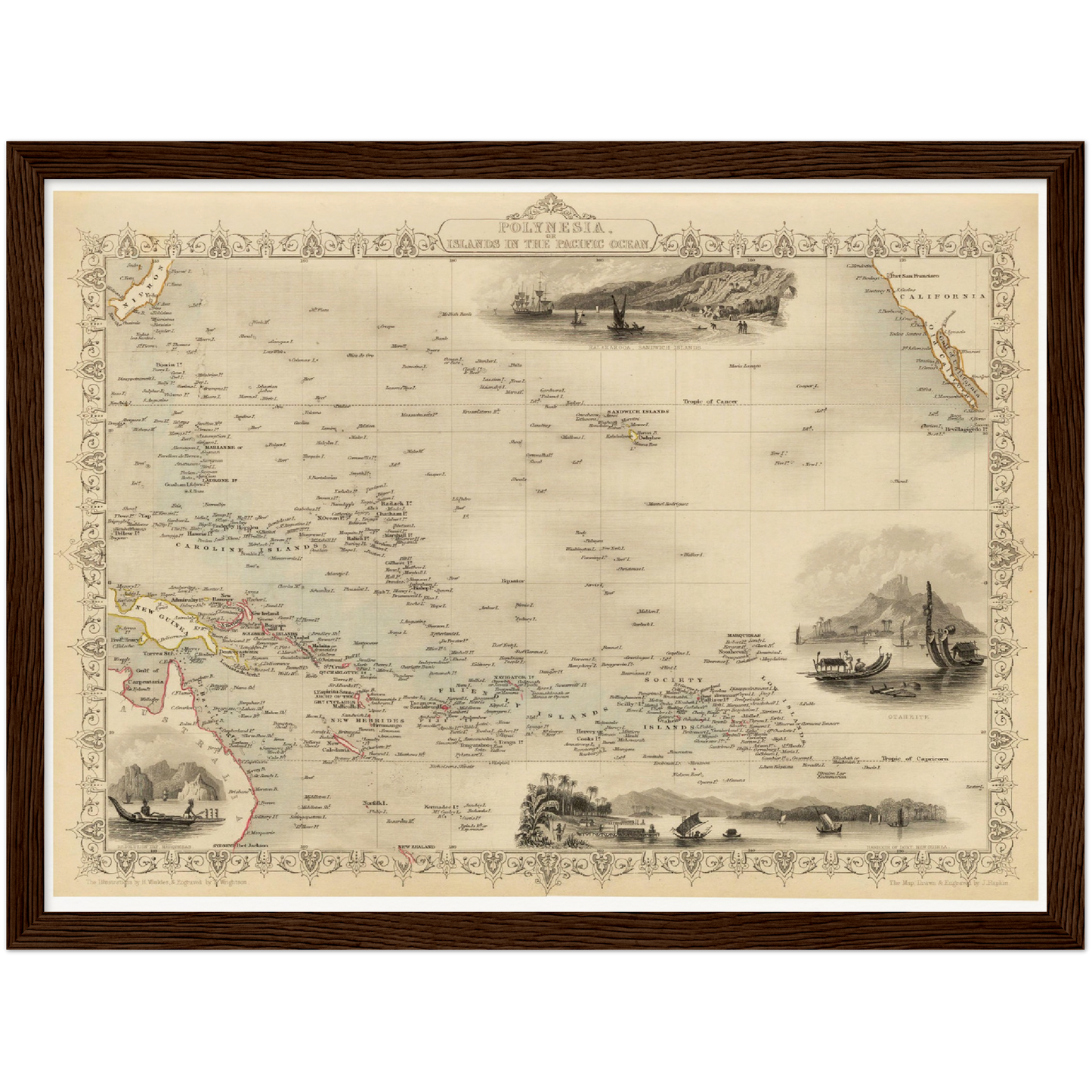 Historische Landkarte Polynesien um 1850