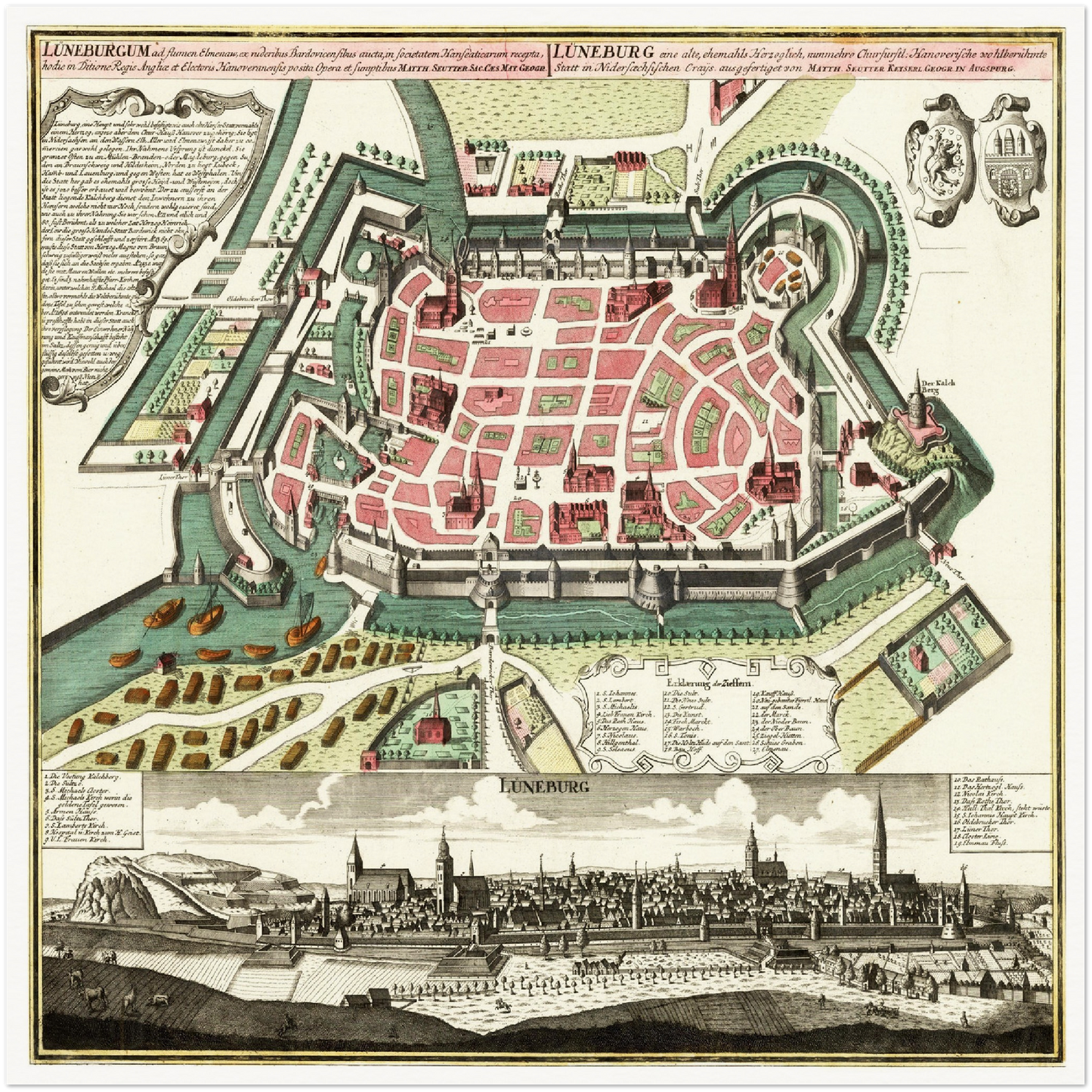 Historische Stadtansicht Lüneburg um 1740