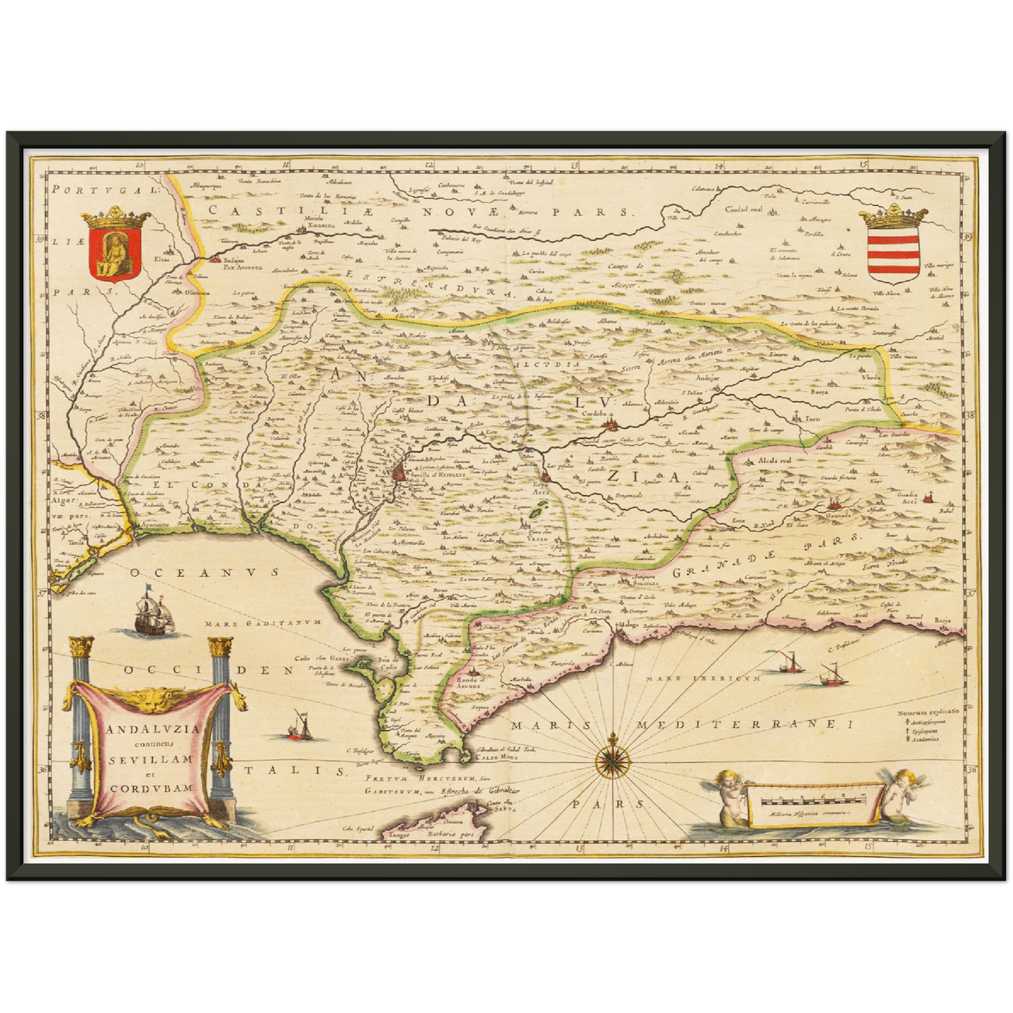 Historische Landkarte Andalusien um 1635