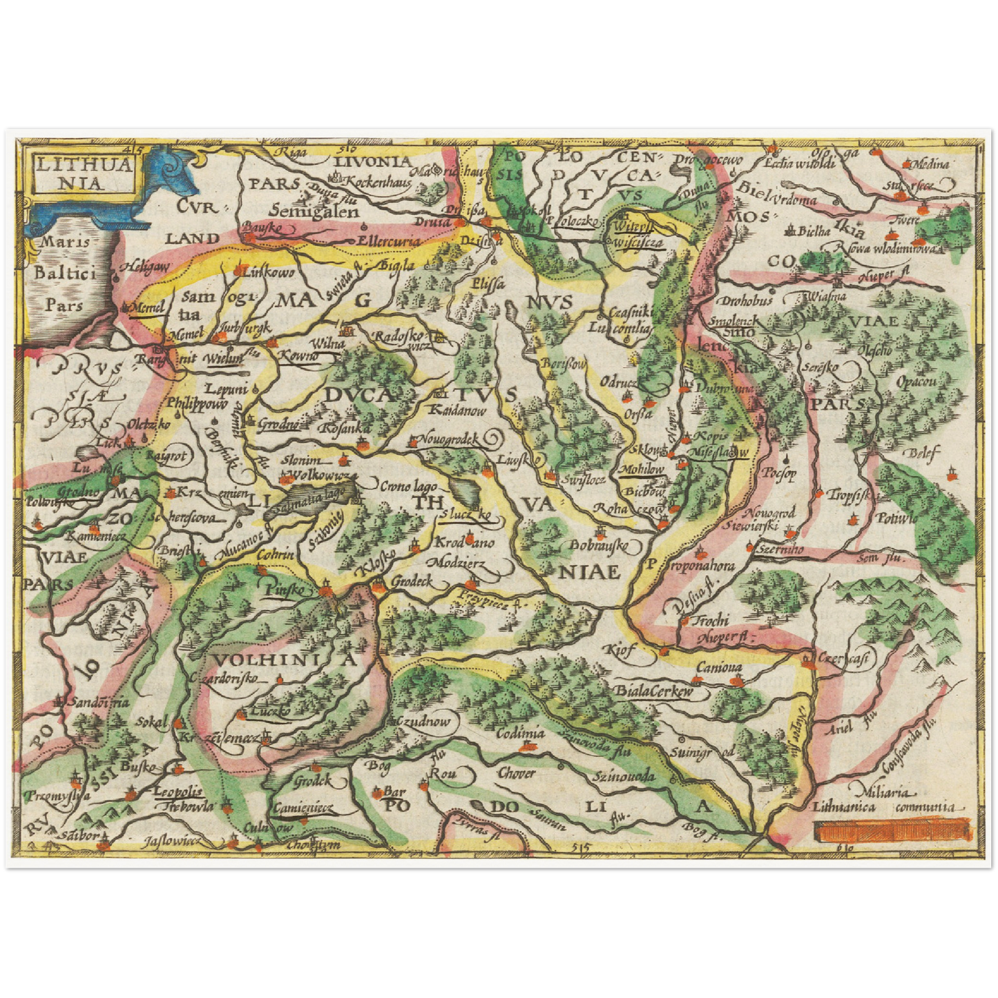 Historische Landkarte Litauen um 1609