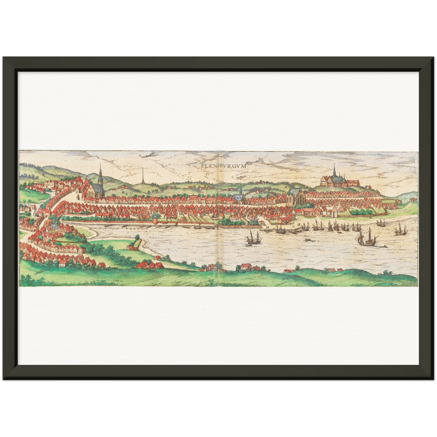 Historische Stadtansicht Flensburg um 1592