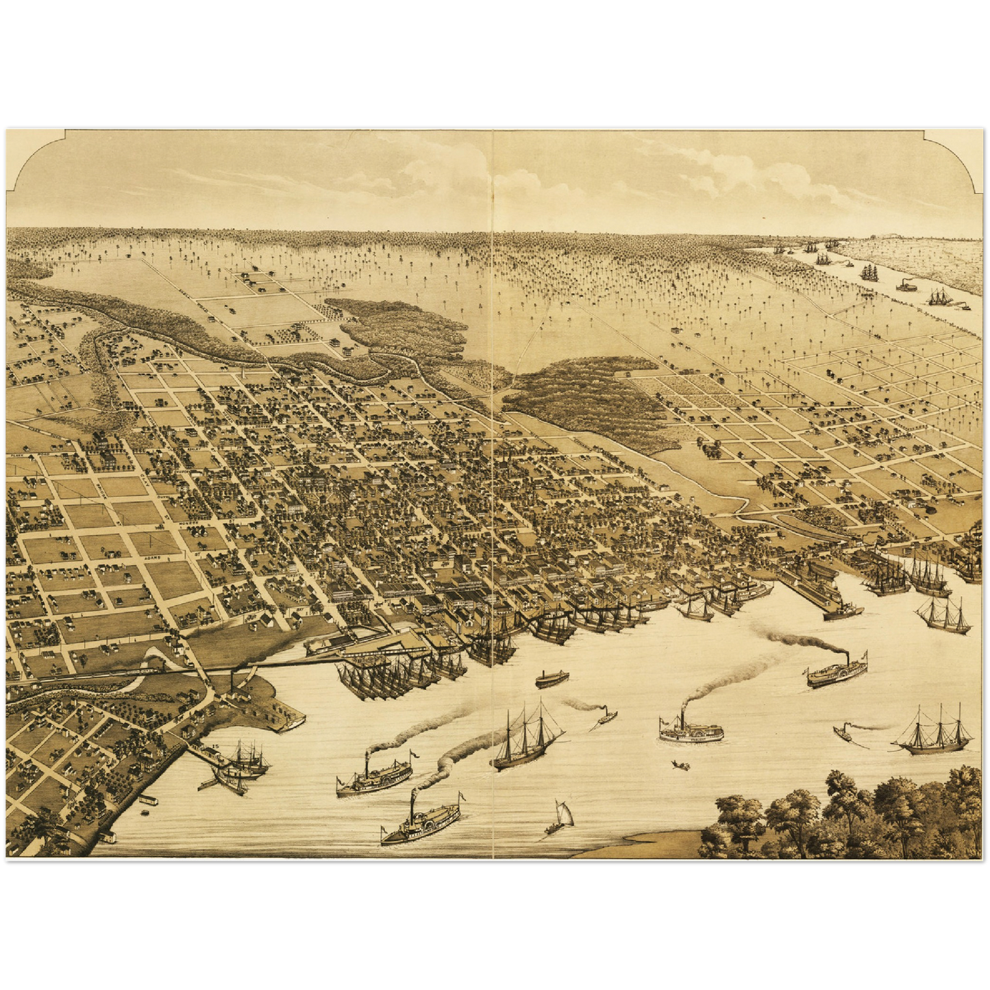 Historische Stadtansicht Jacksonville um 1876