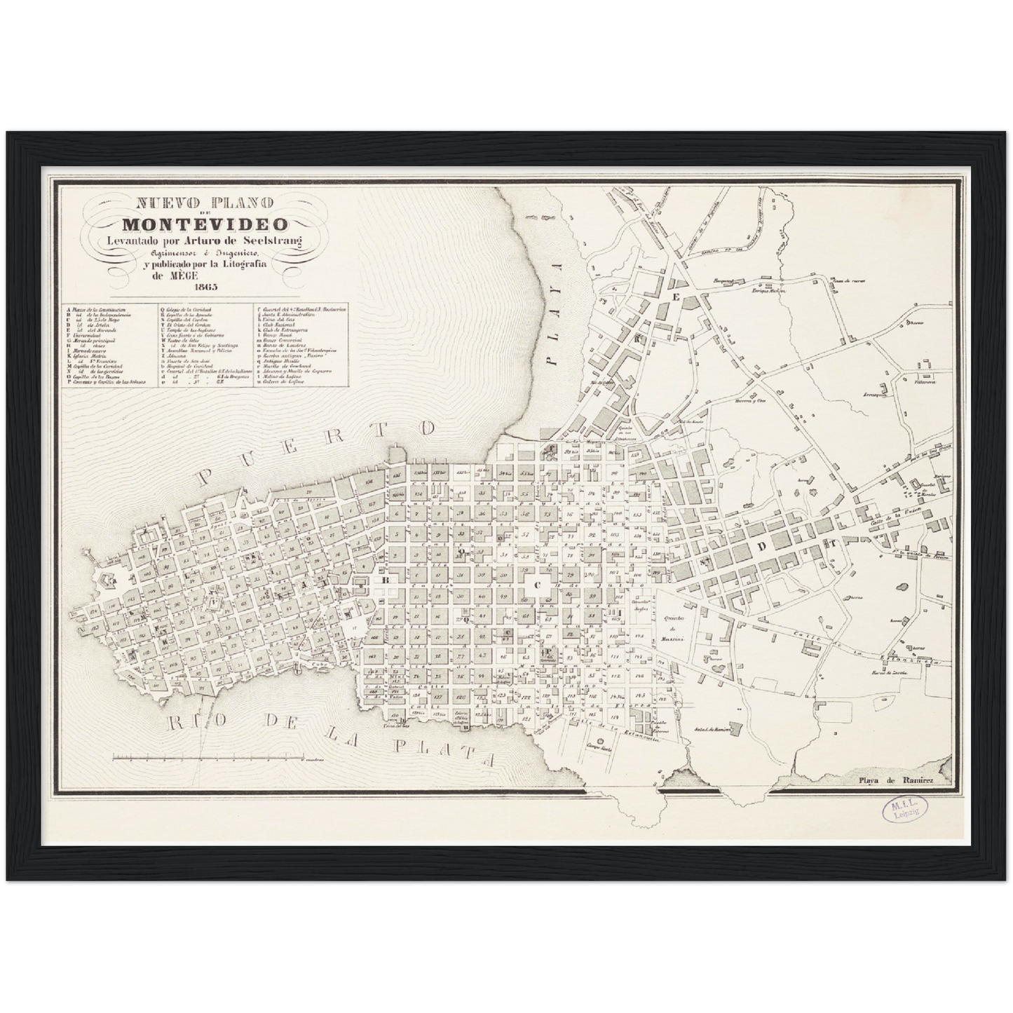 Historischer Stadtplan Montevideo um 1865