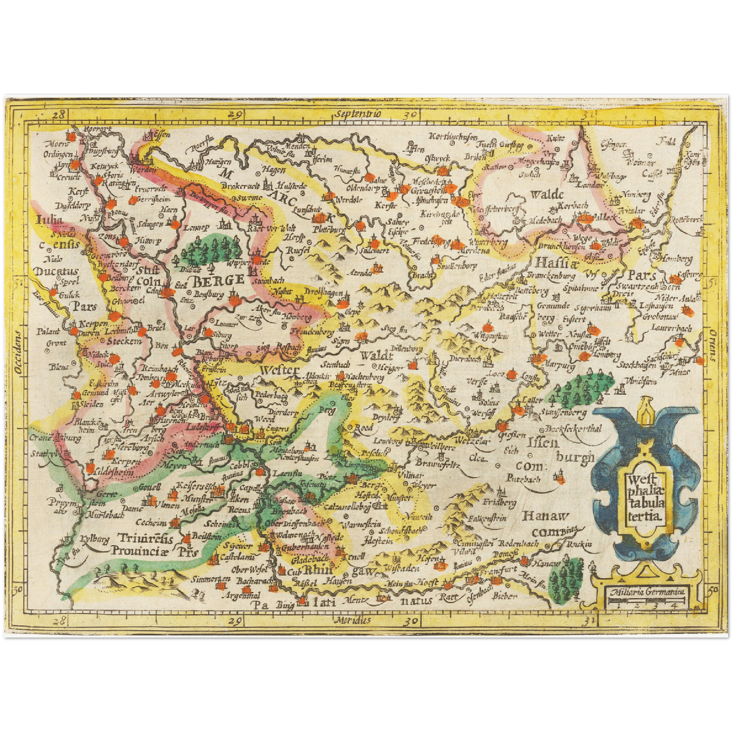 Historische Landkarte Sauerland um 1609