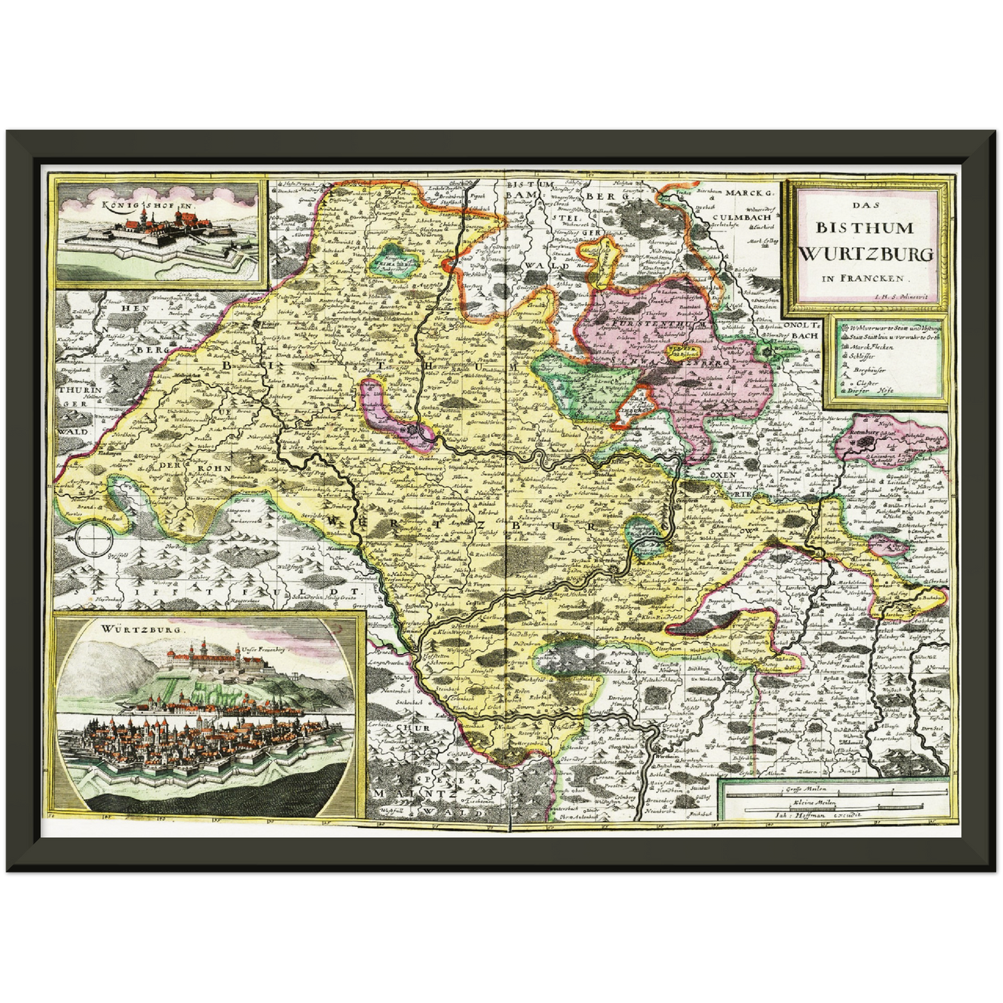 Historische Landkarte Würzburg um 1676