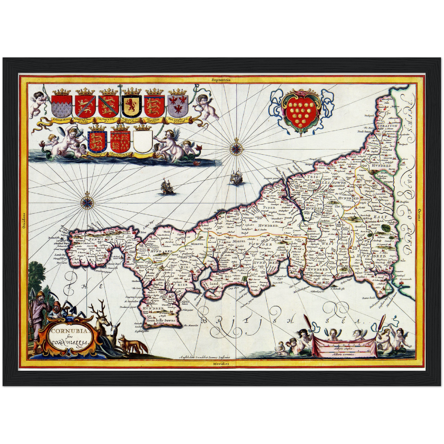 Historische Landkarte Cornwall um 1646