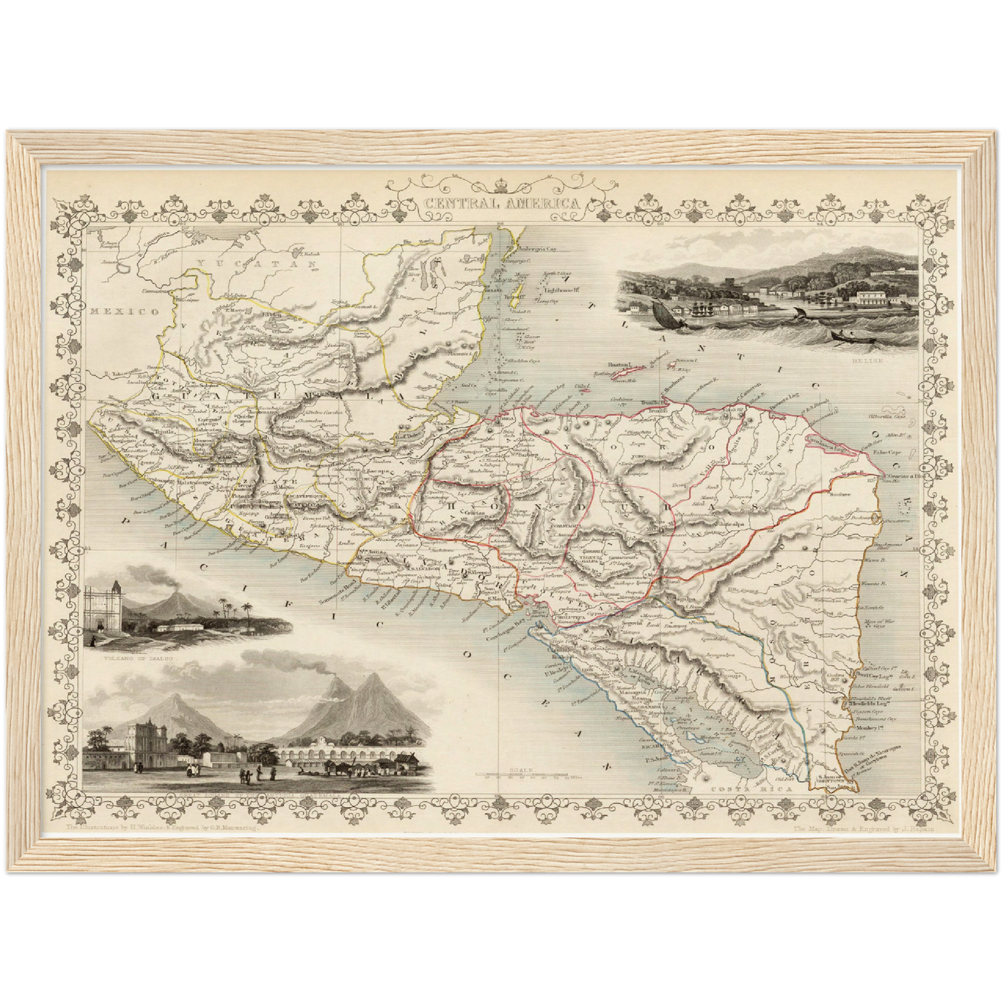 Historische Landkarte Mittelamerika um 1850
