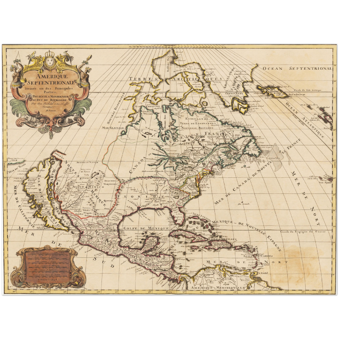 Historische Landkarte Nordamerika um 1694