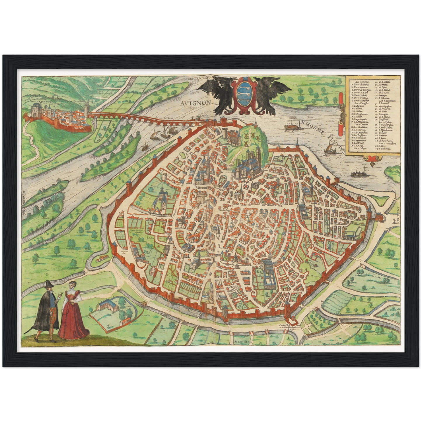 Historische Stadtansicht Avignon um 1609