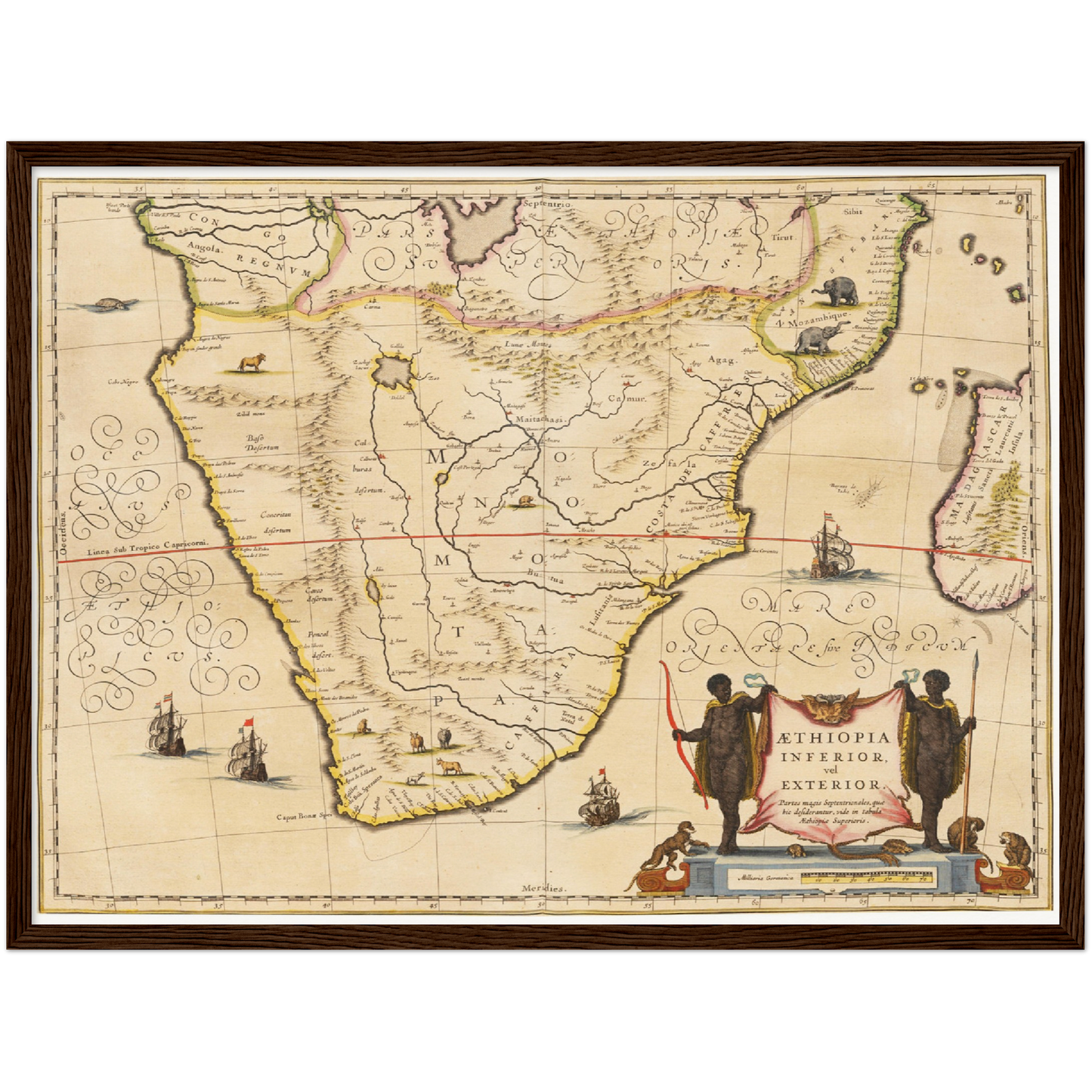 Historische Landkarte Südafrika um 1635