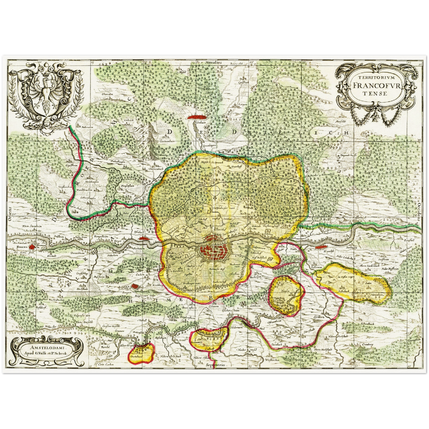 Historische Landkarte Frankfurt um 1700