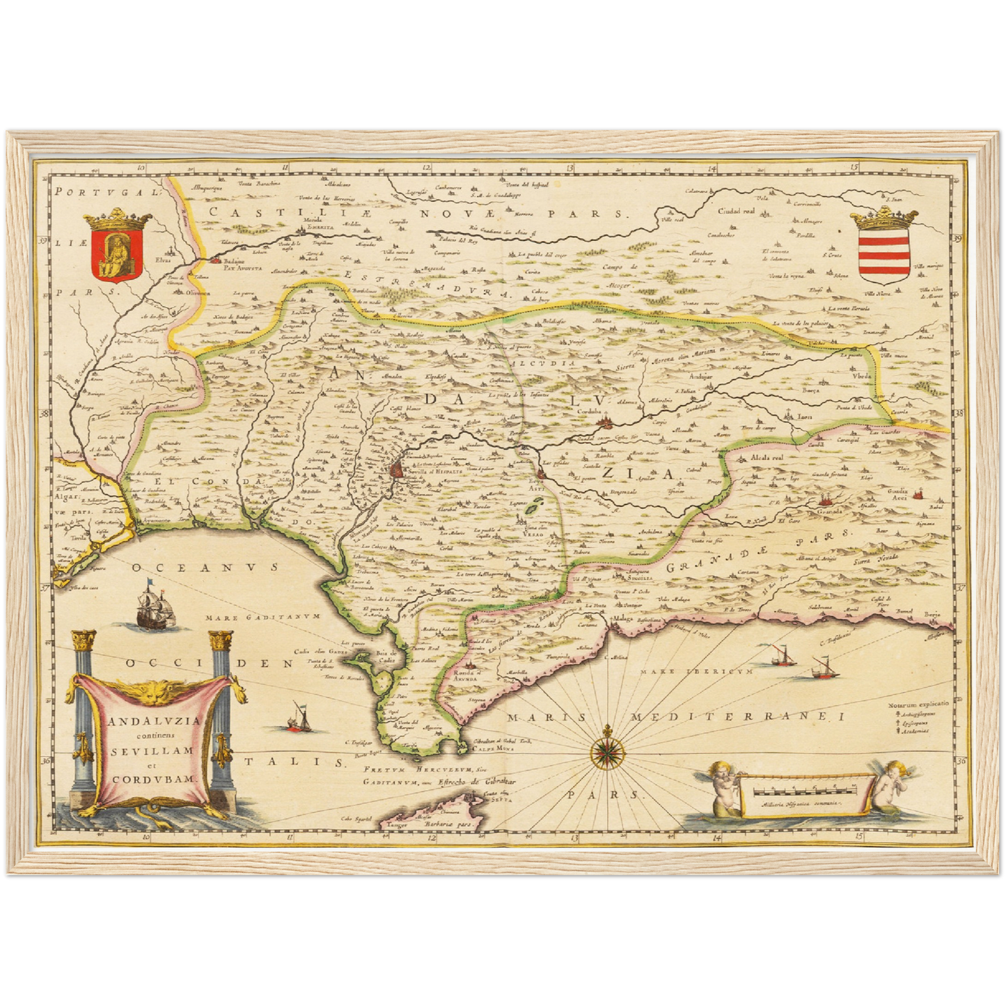 Historische Landkarte Andalusien um 1635