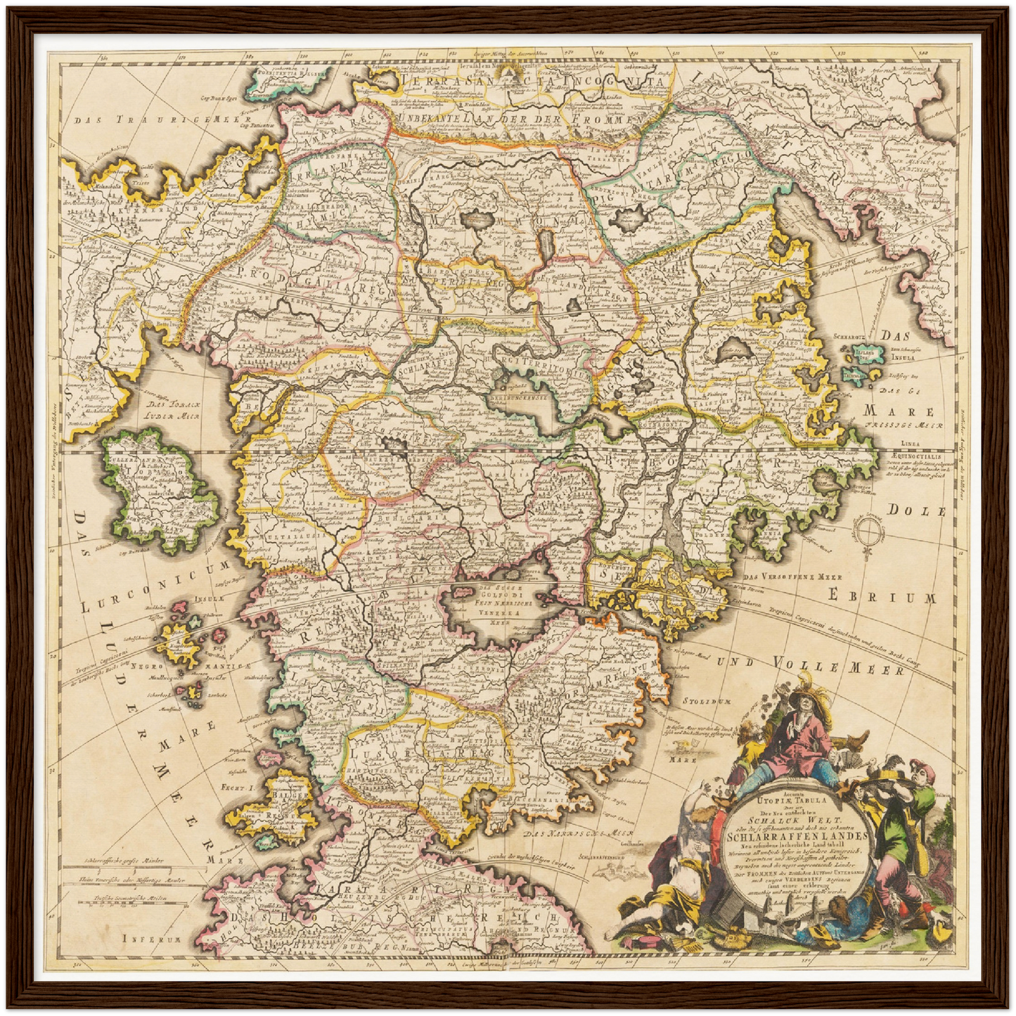 Historische Landkarte Schlaraffenland um 1694
