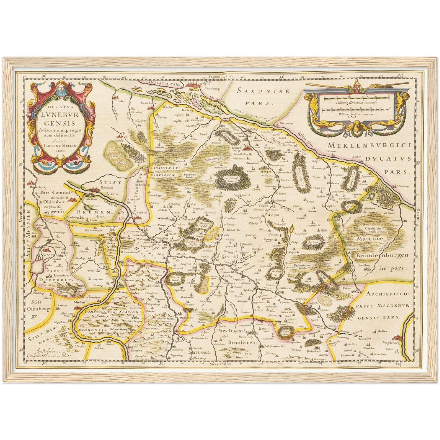 Historische Landkarte Lüneburg um 1635