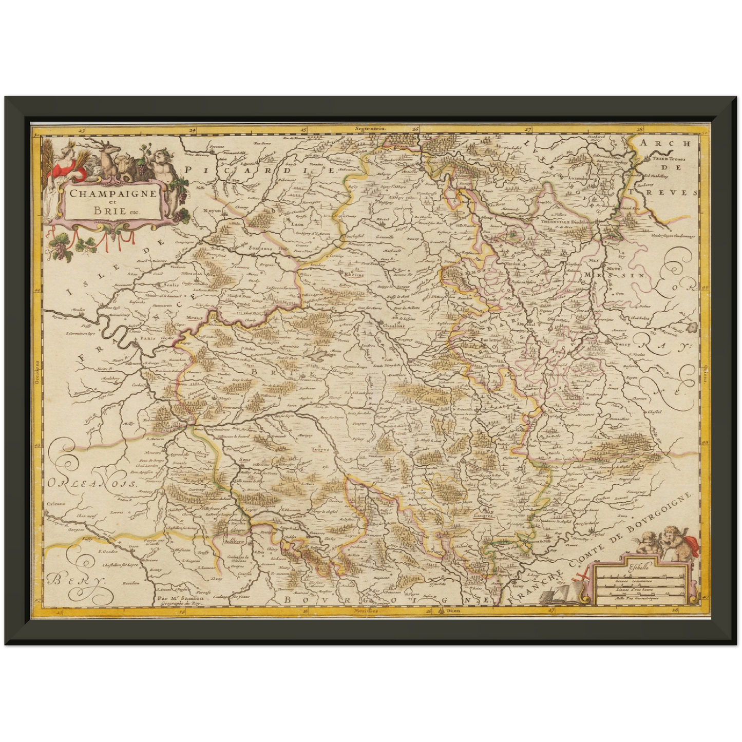 Historische Landkarte Champagne um 1698