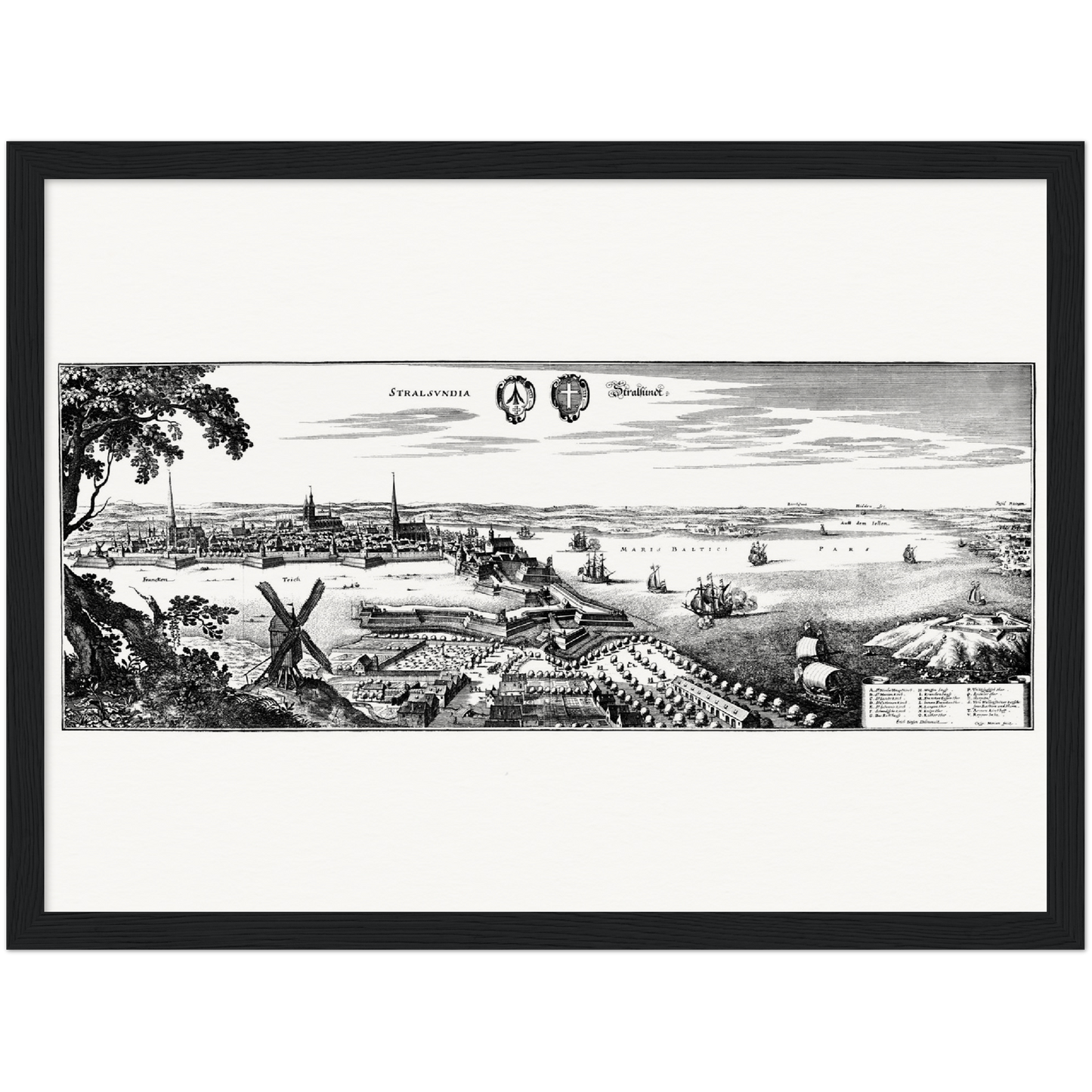 Historische Stadtansicht Stralsund um 1652