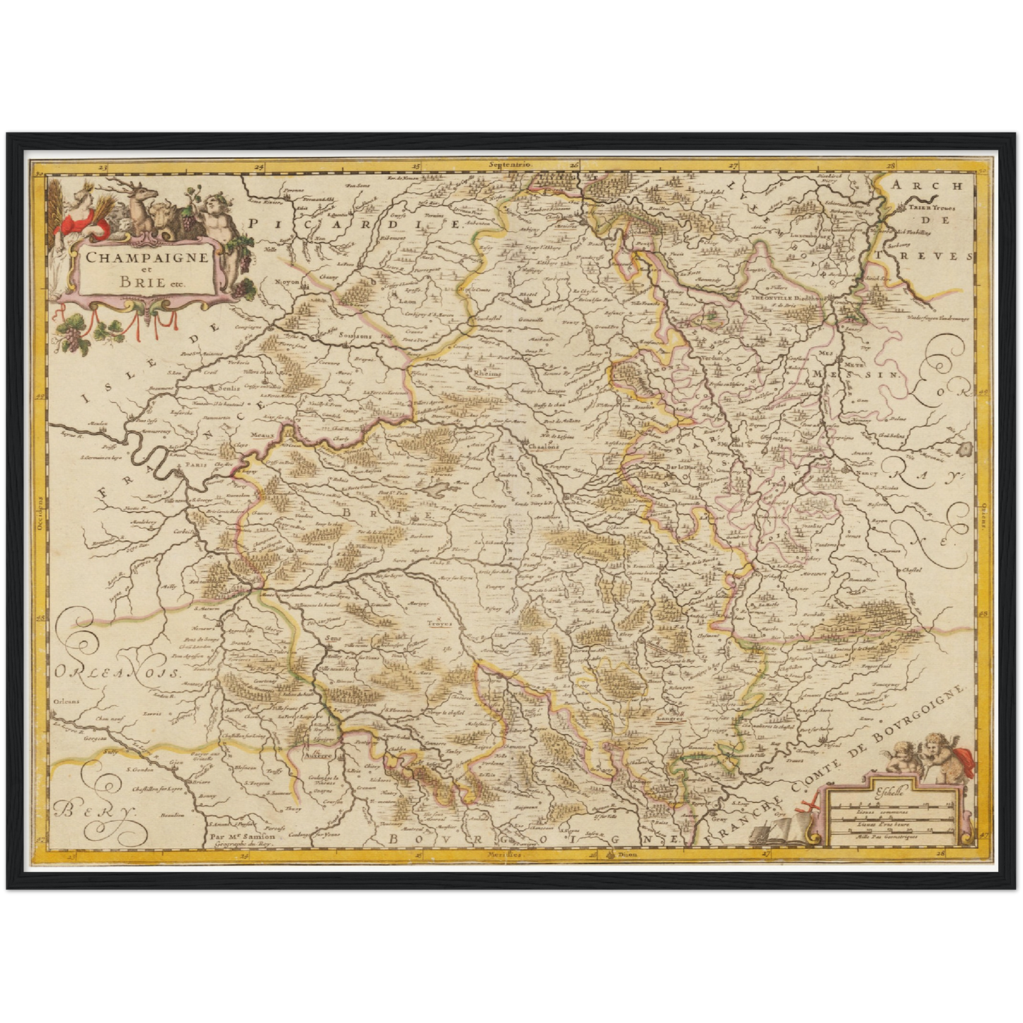 Historische Landkarte Champagne um 1698
