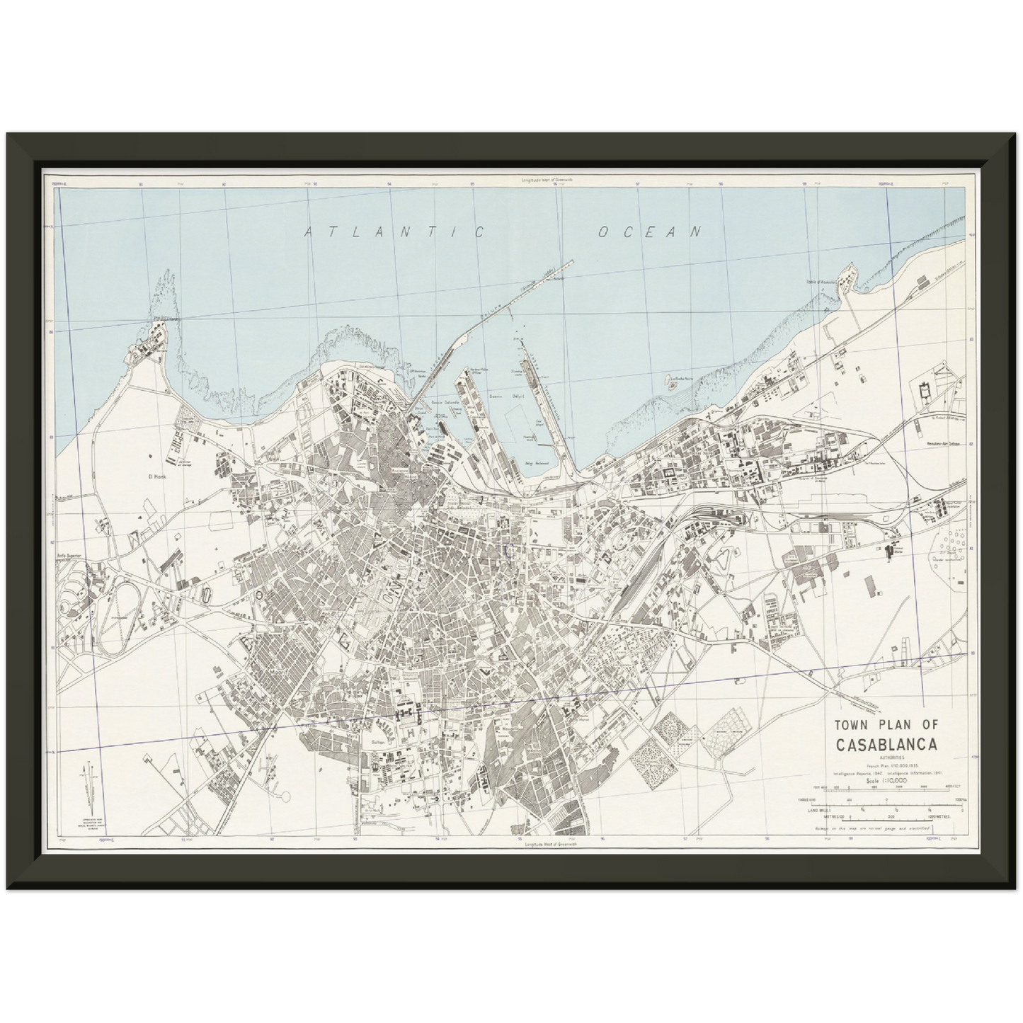 Historischer Stadtplan Casablanca um 1942