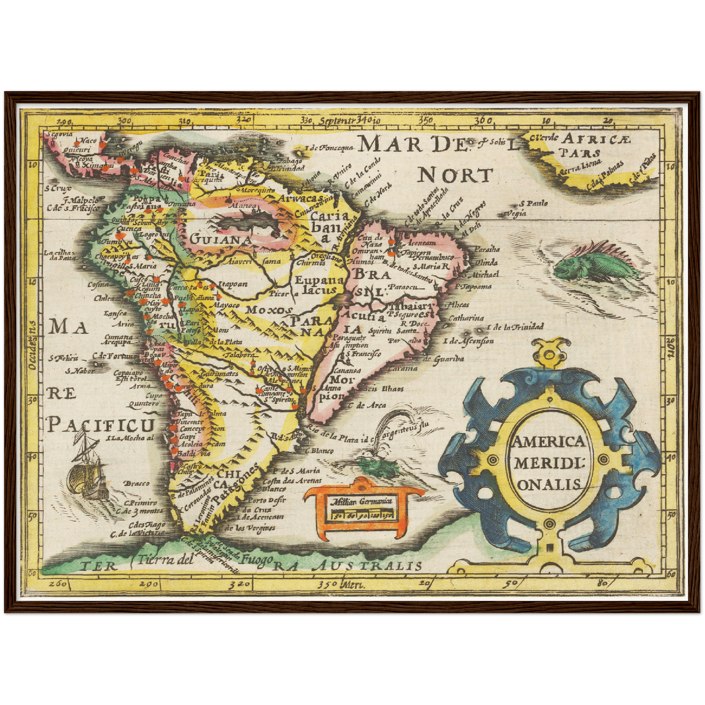 Historische Landkarte Südamerika um 1609