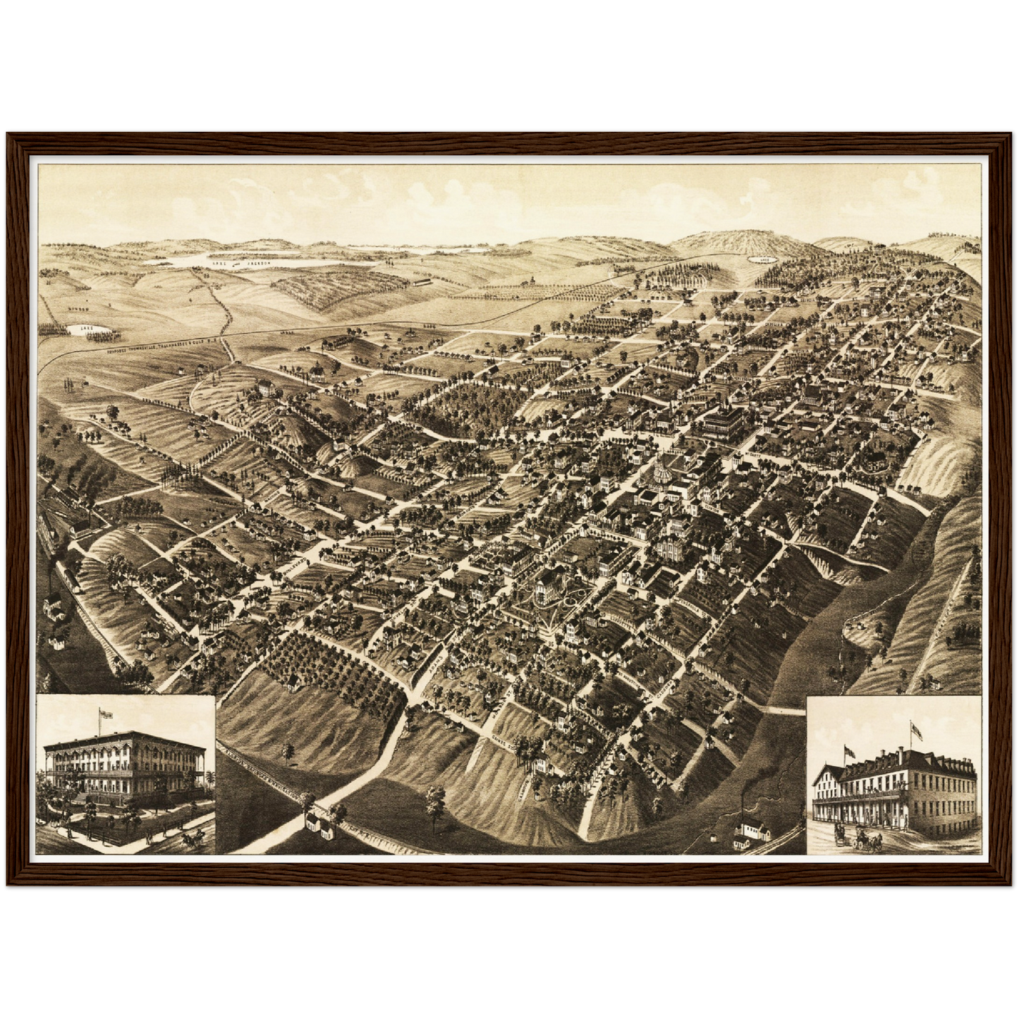 Historische Stadtansicht Tallahassee um 1885