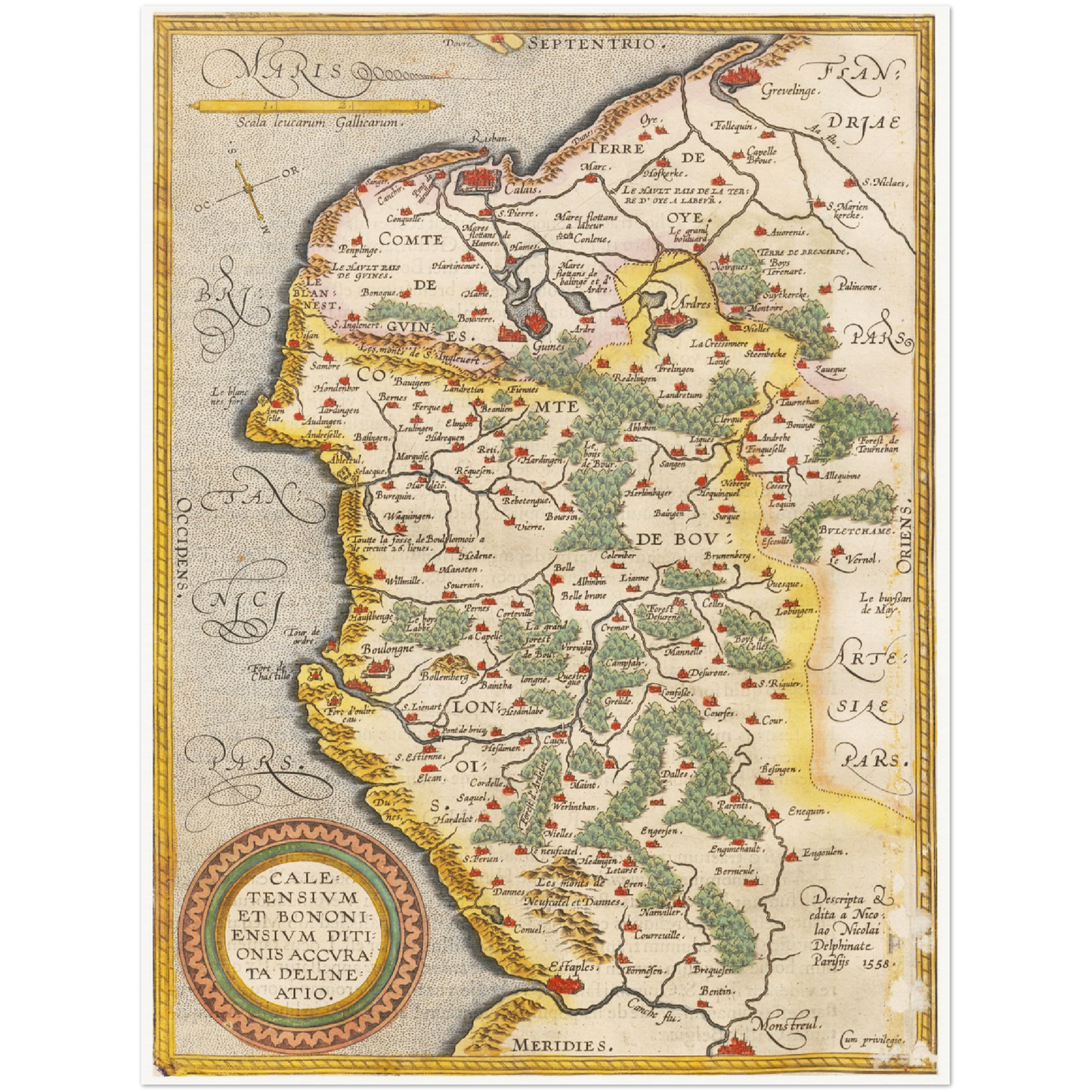Historische Landkarte Calais um 1609
