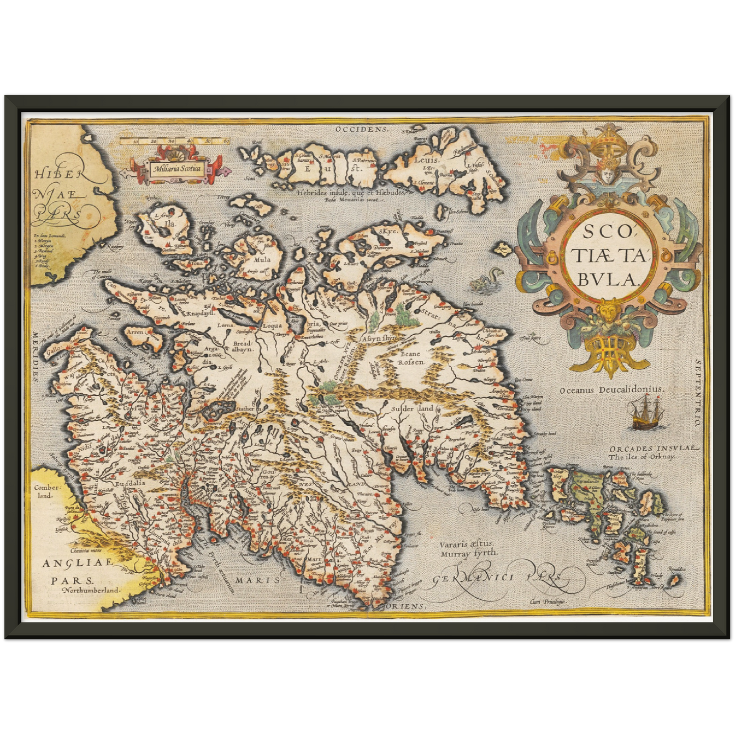 Historische Landkarte Schottland um 1609