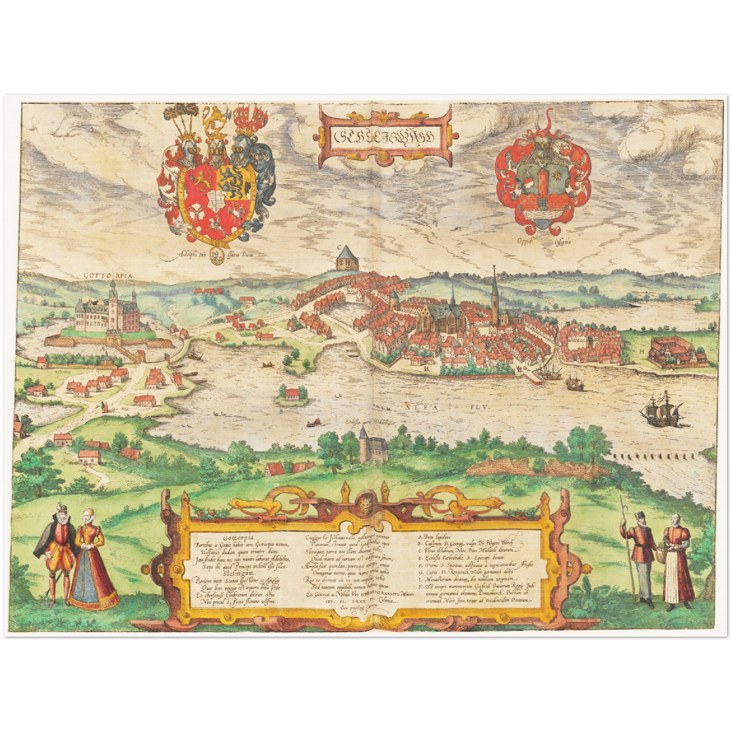Historische Stadtansicht Schleswig um 1592