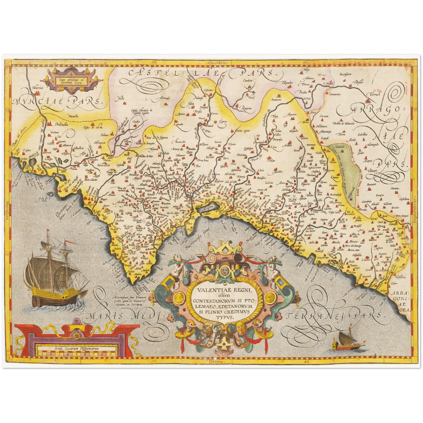 Historische Landkarte Valencia um 1609
