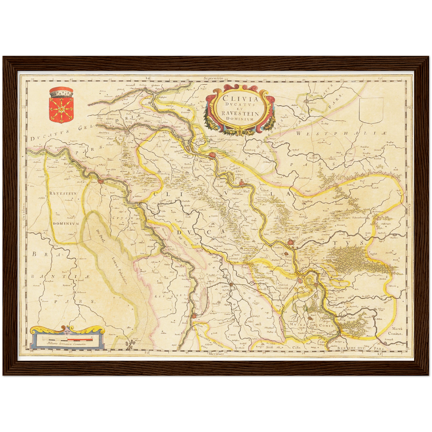 Historische Landkarte Niederrhein um 1635