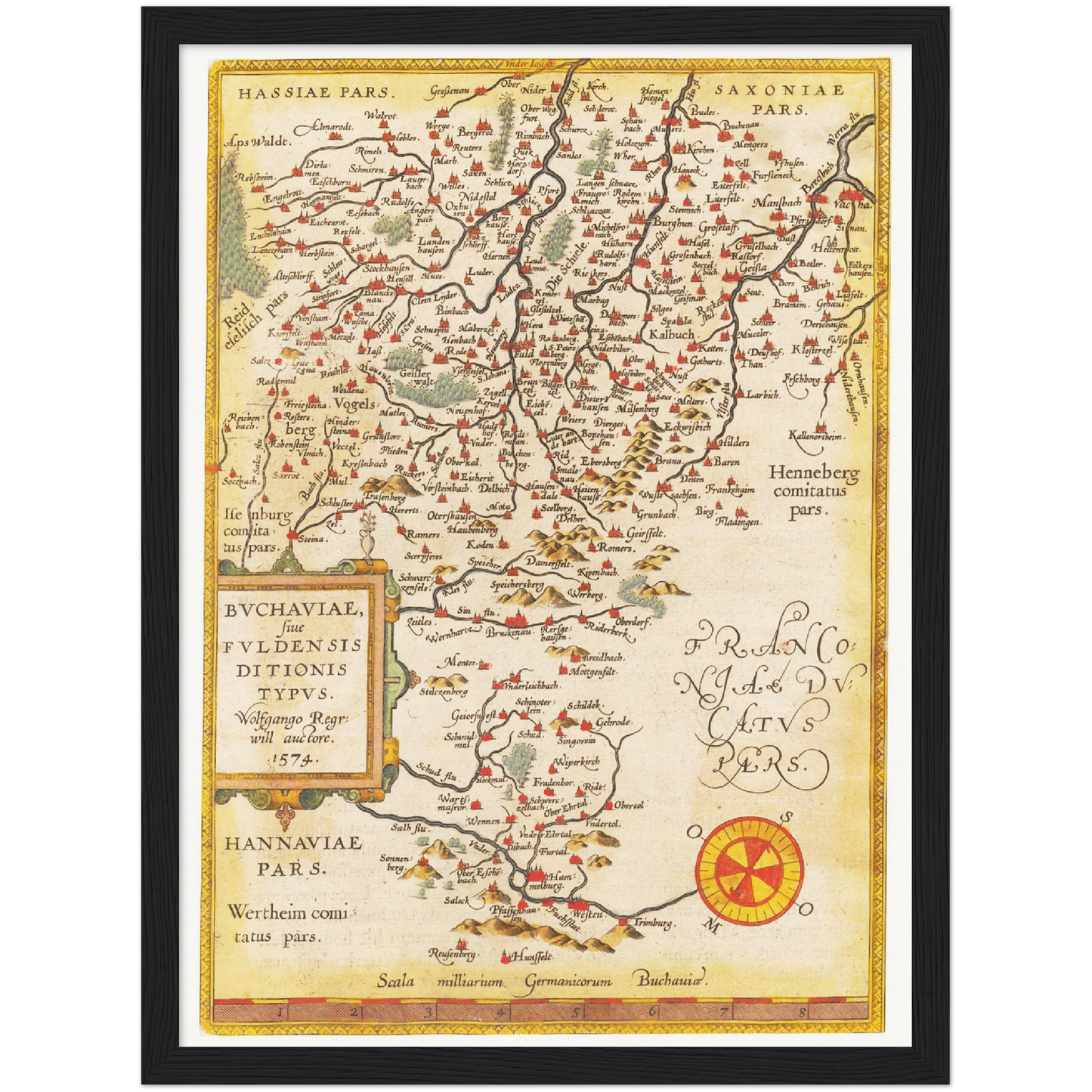 Historische Landkarte Fulda um 1609