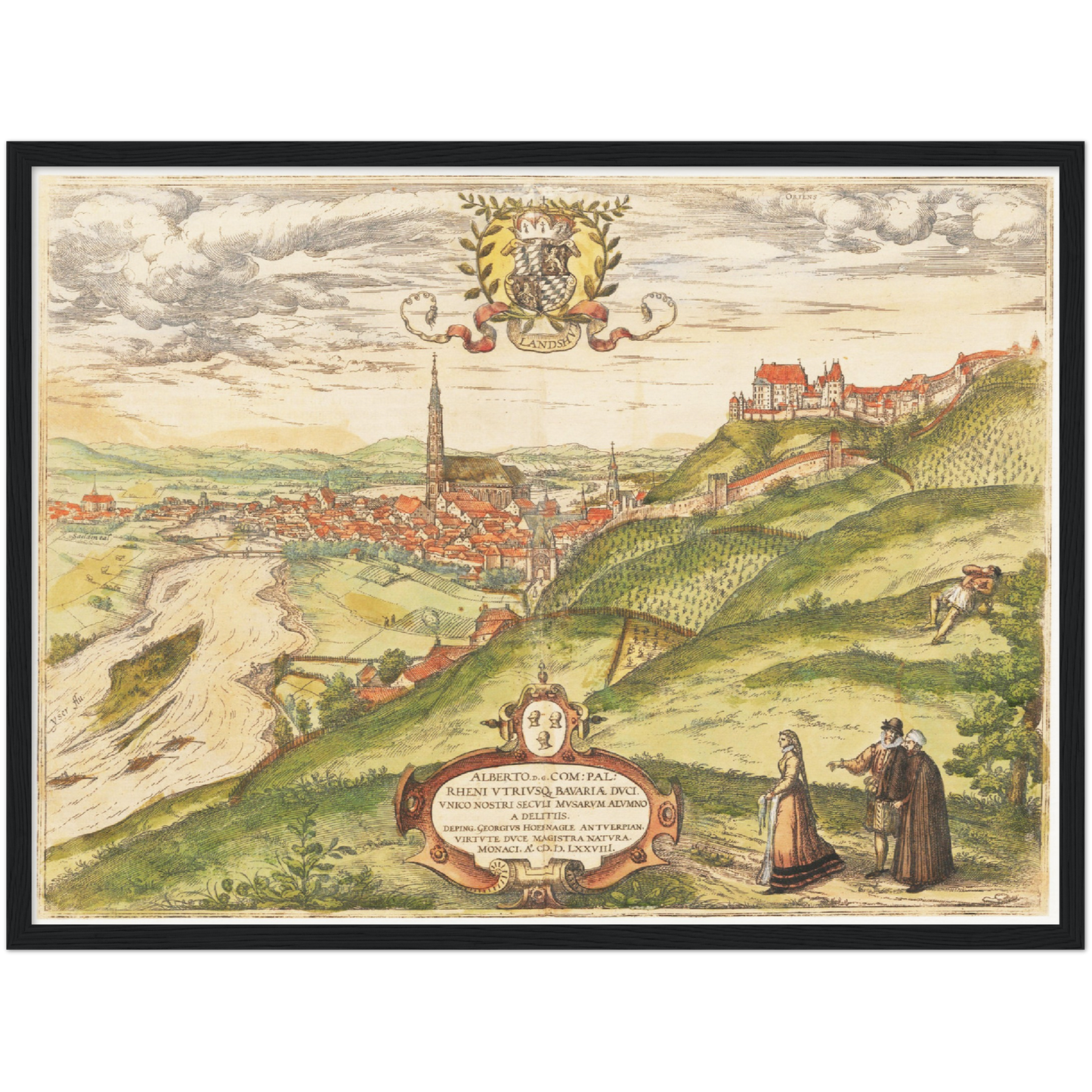 Historische Stadtansicht Landshut um 1582