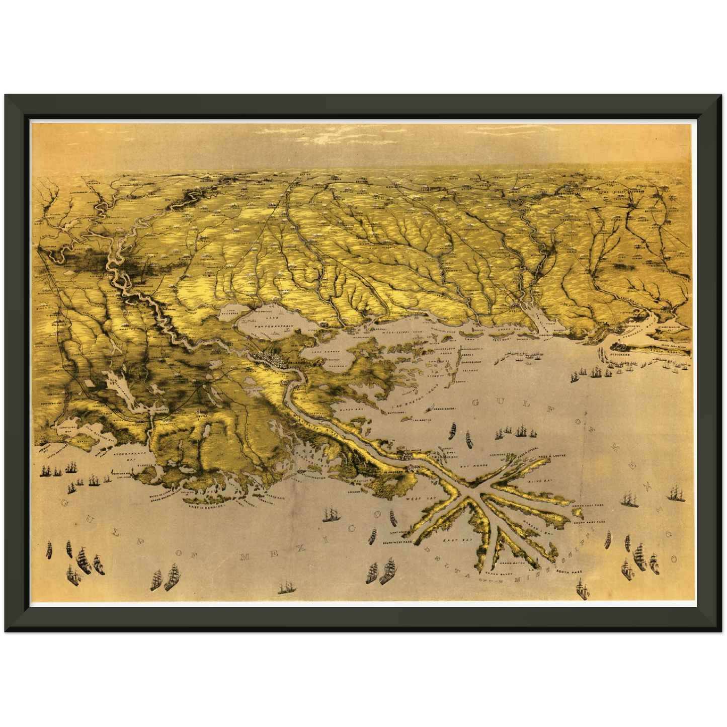 Historische Stadtansicht New Orleans um 1861
