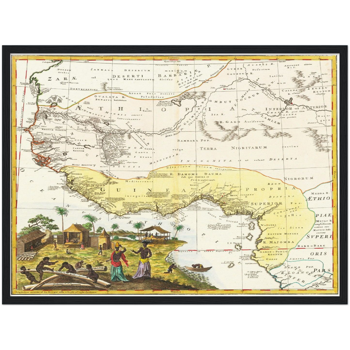 Historische Landkarte Westafrika um 1743