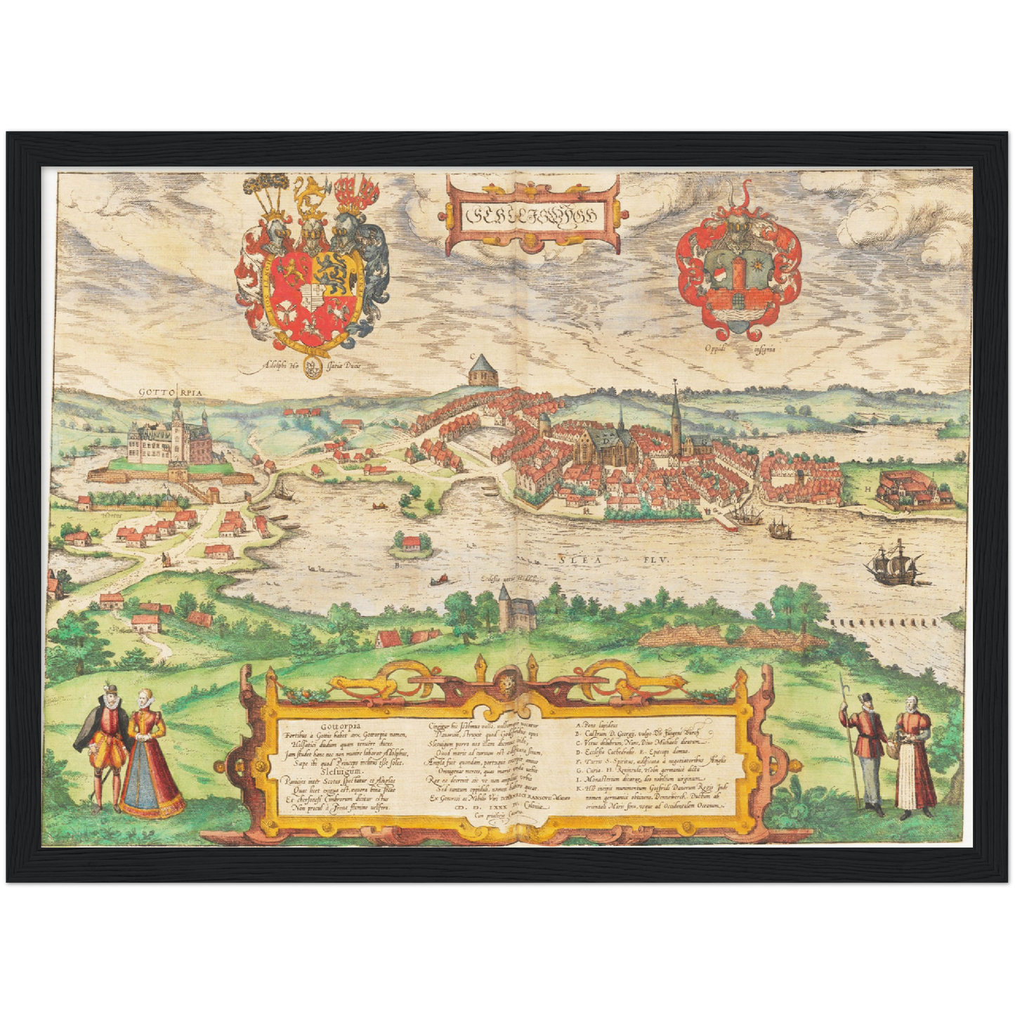 Historische Stadtansicht Schleswig um 1592