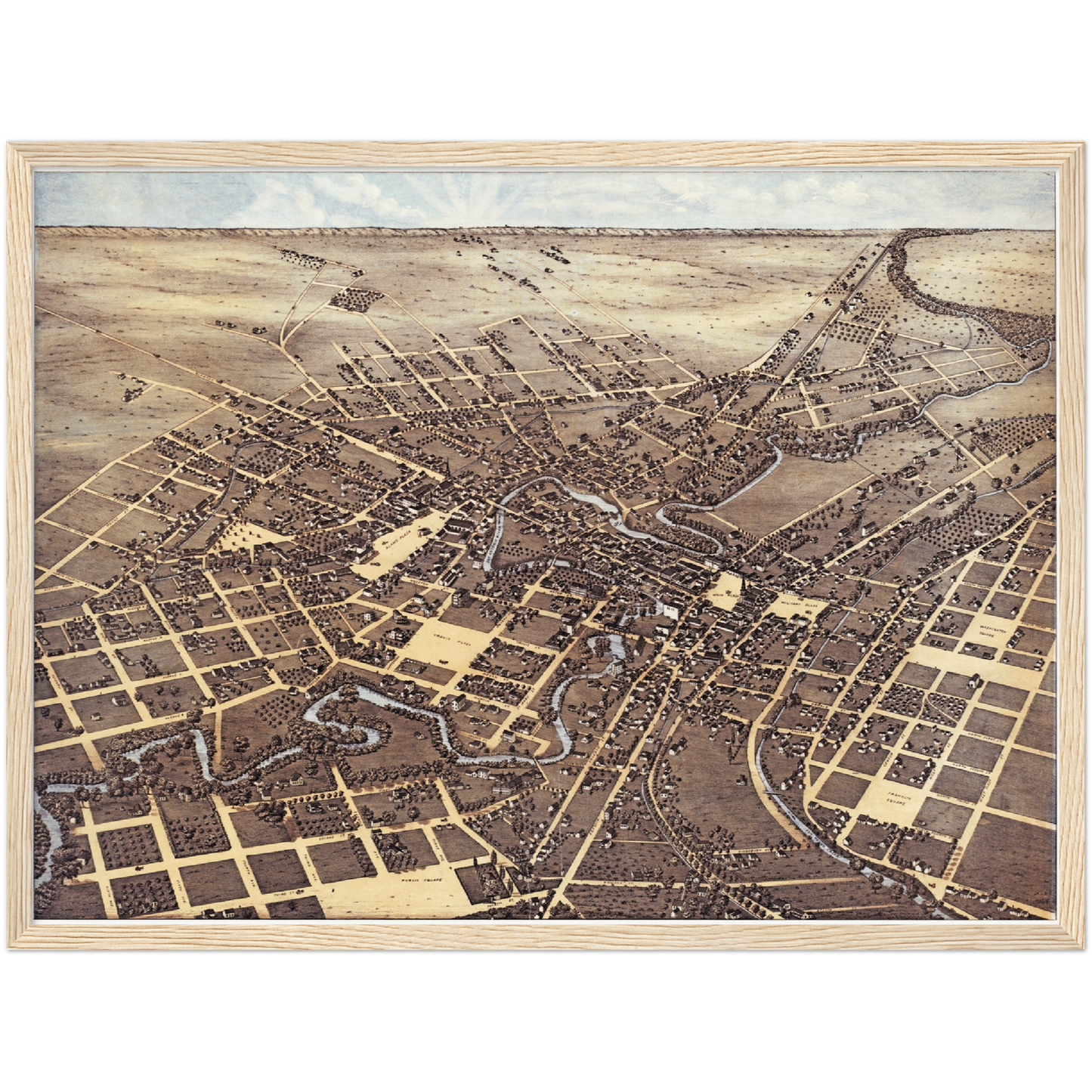 Historische Stadtansicht San Antonio um 1873