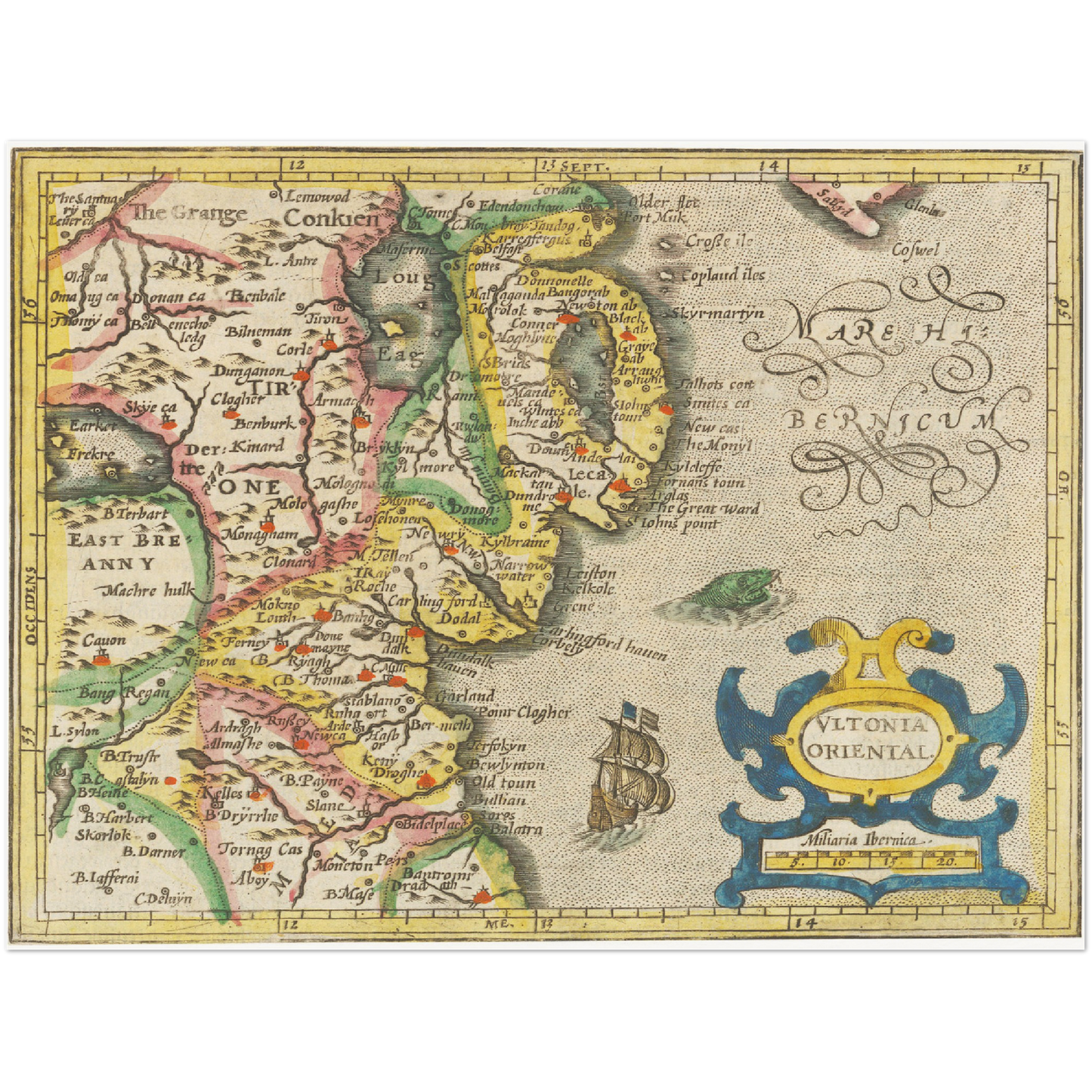 Historische Landkarte Dublin um 1609