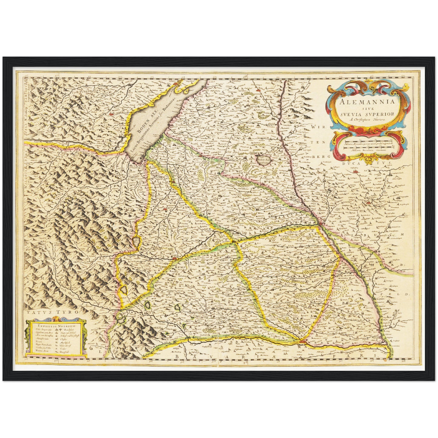Historische Landkarte Oberschwaben um 1635