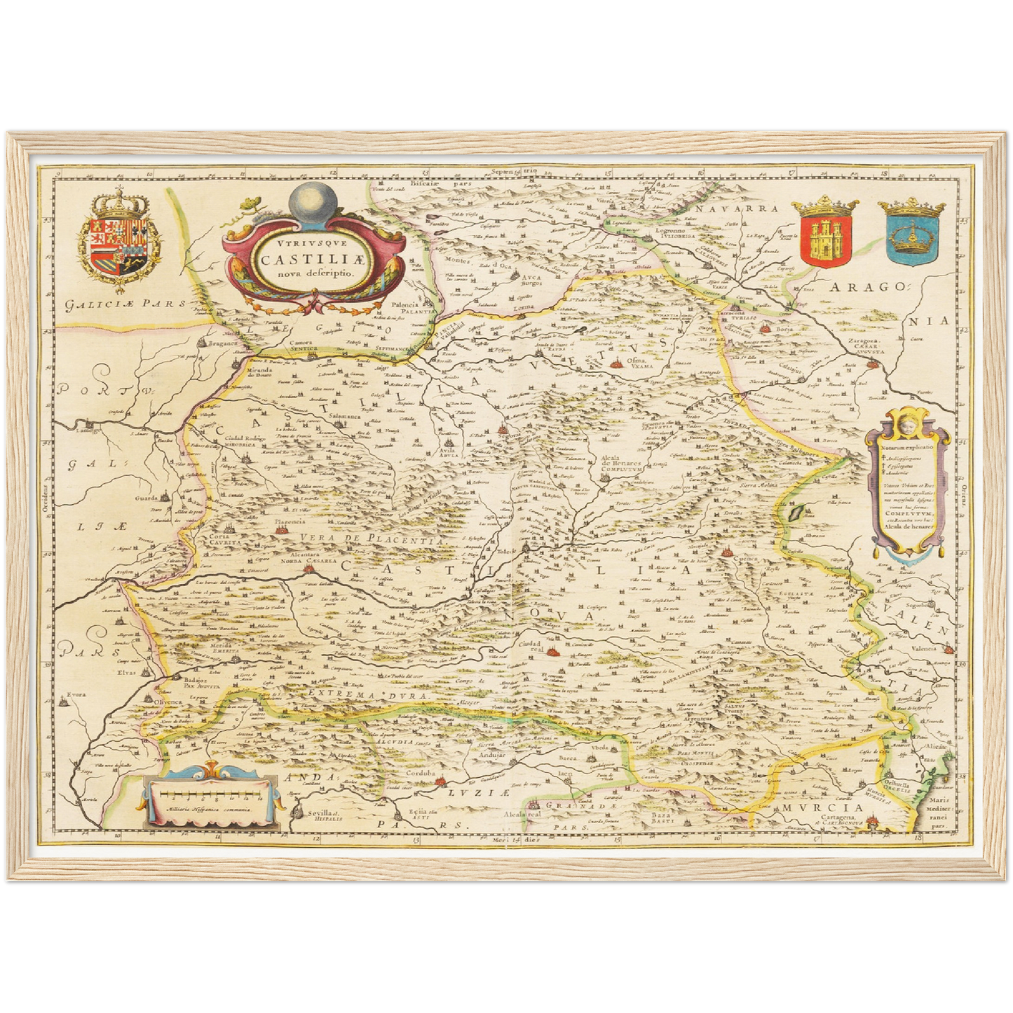Historische Landkarte Kastilien und León um 1635