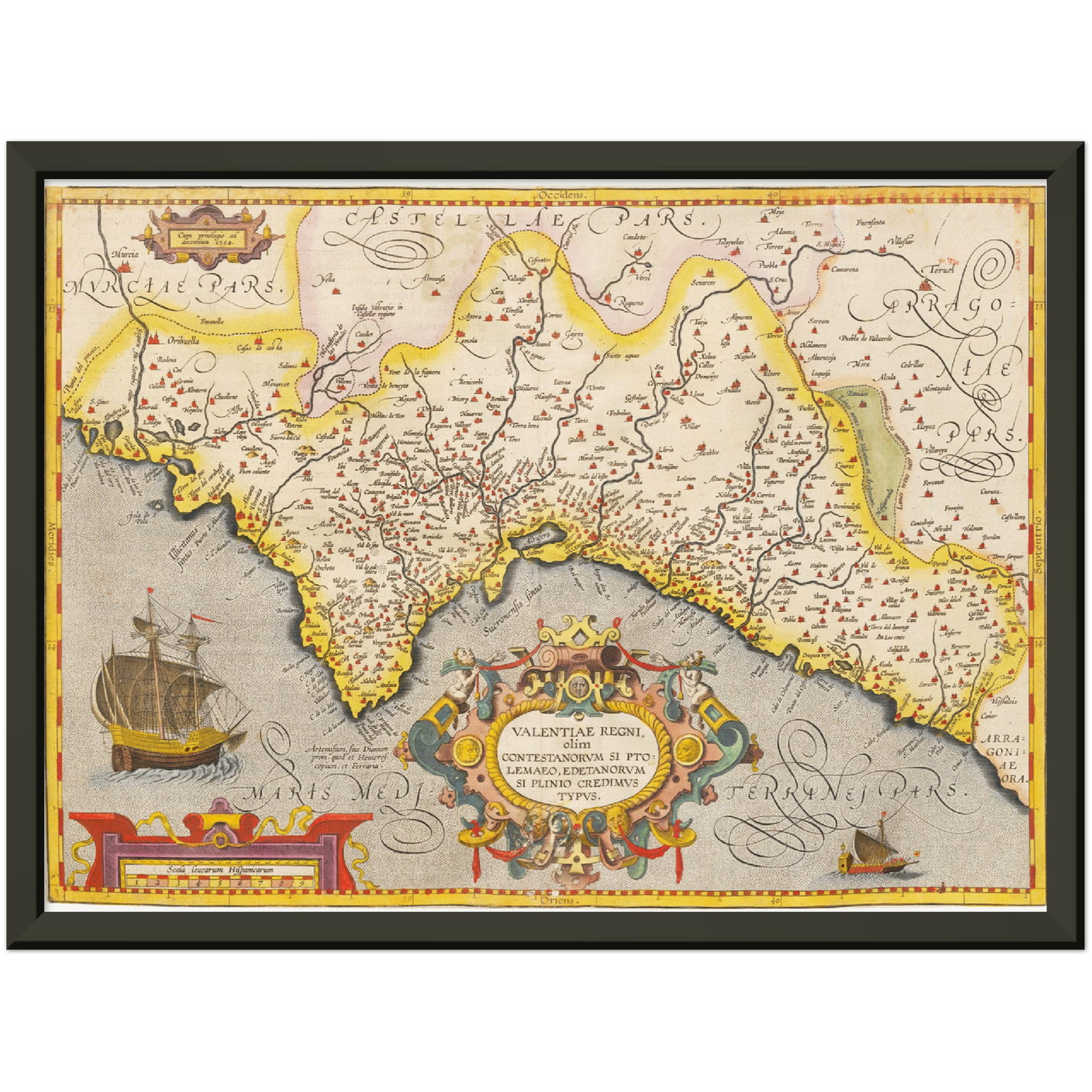 Historische Landkarte Valencia um 1609