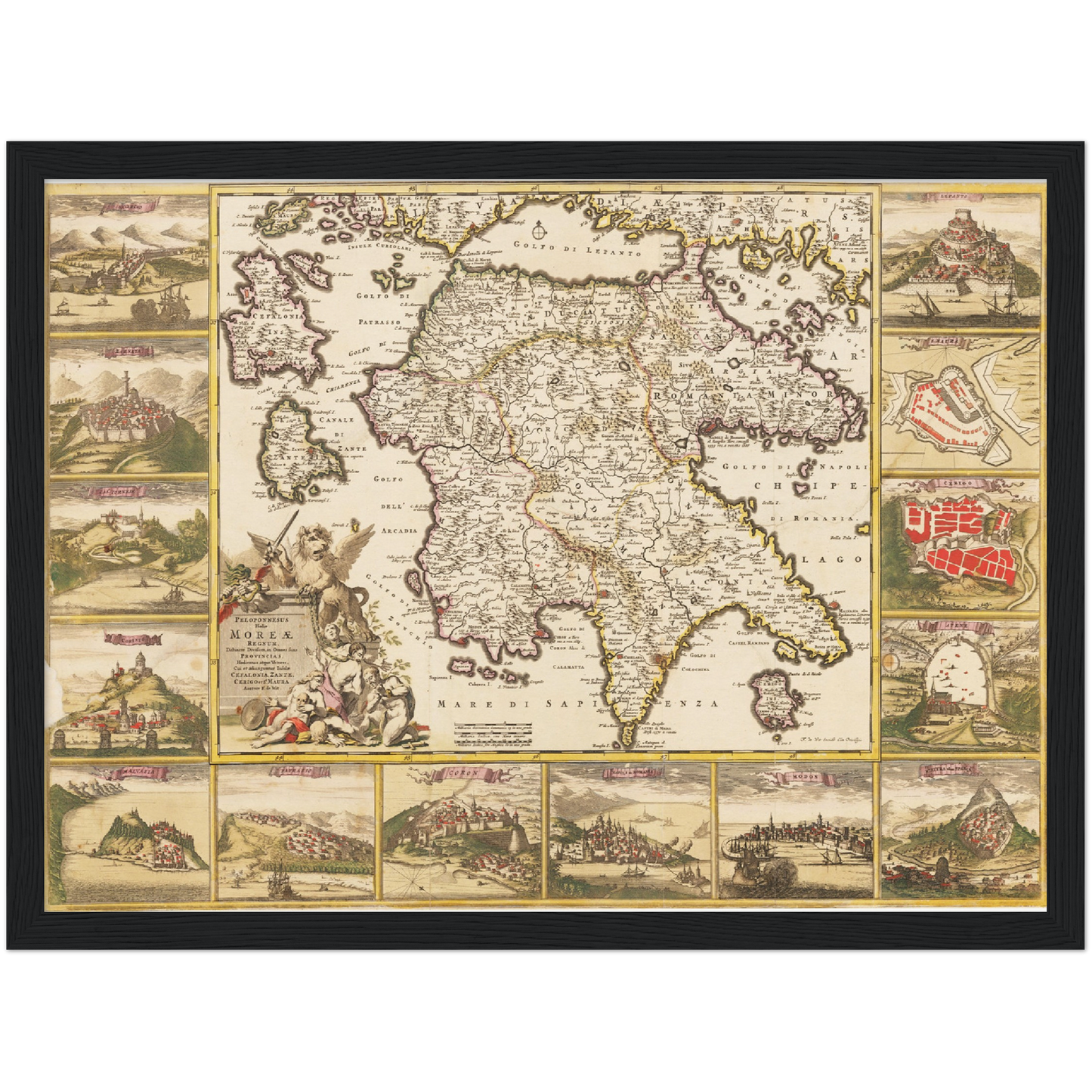 Historische Landkarte Peloponnes um 1698