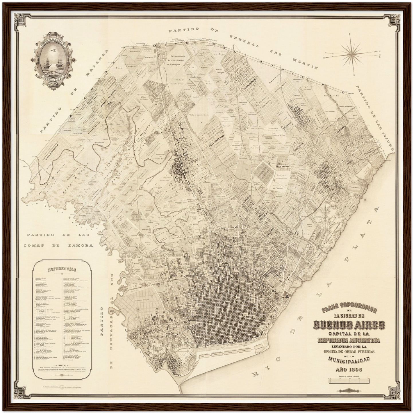 Historischer Stadtplan Buenos Aires um 1895