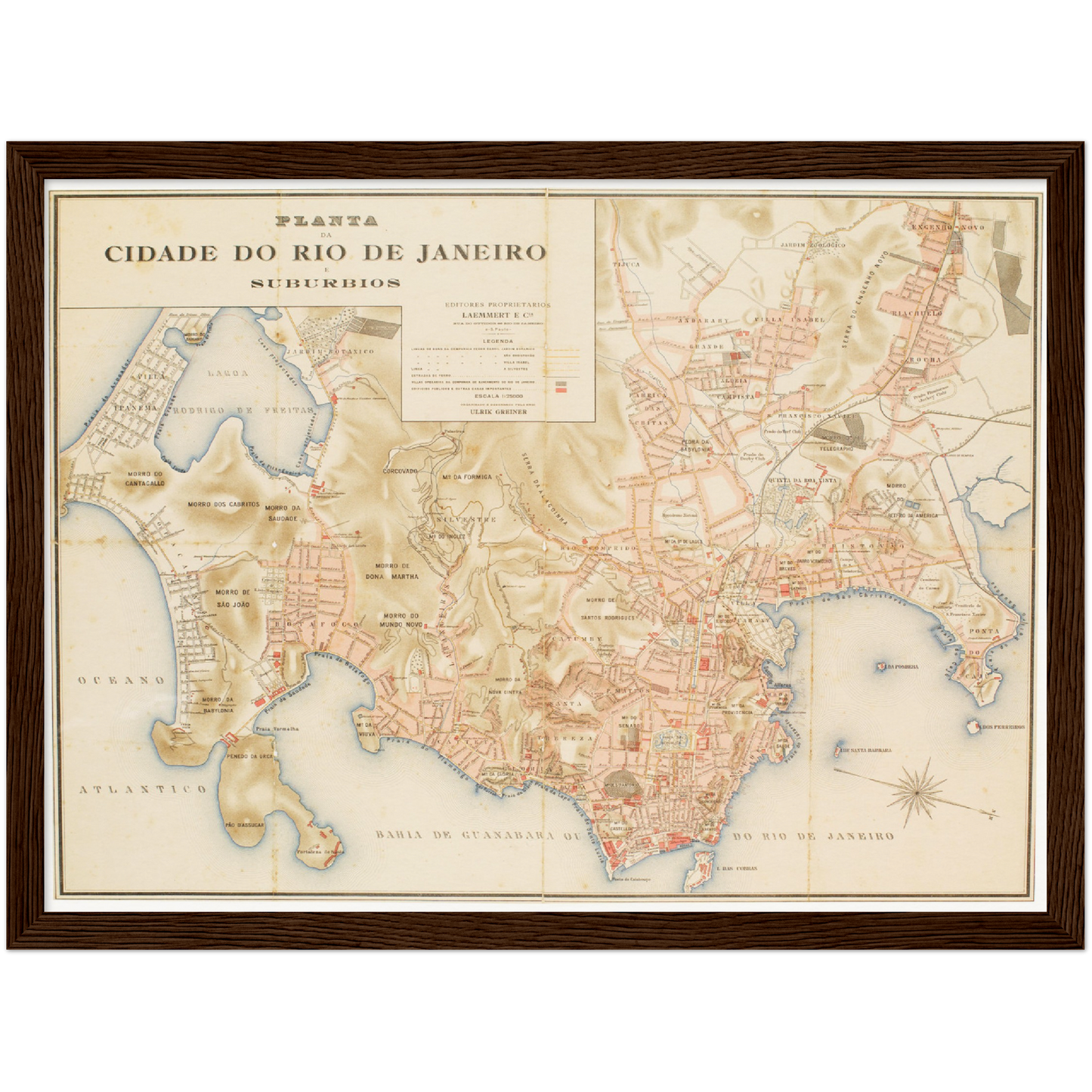 Historischer Stadtplan Rio De Janero um 1890