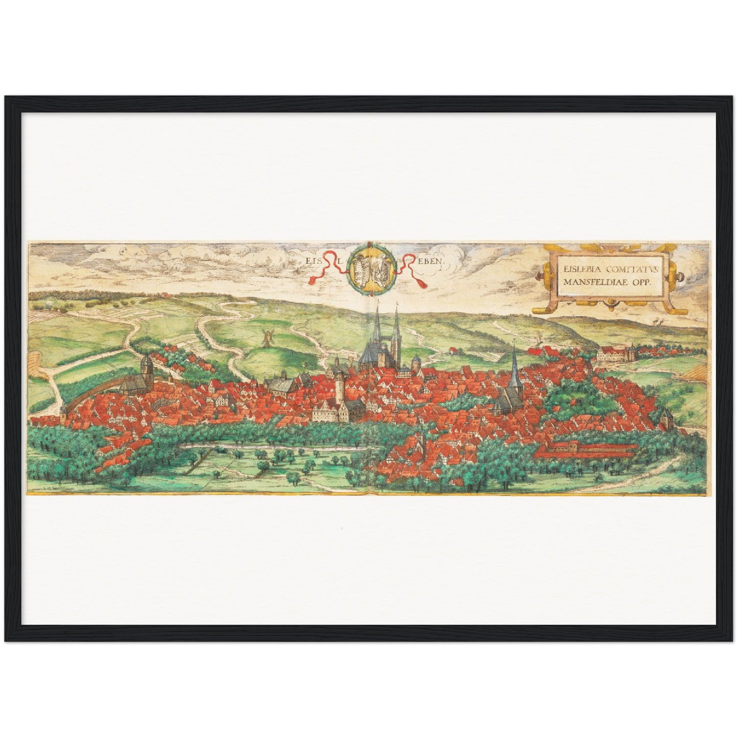 Historische Stadtansicht Eisleben um 1592