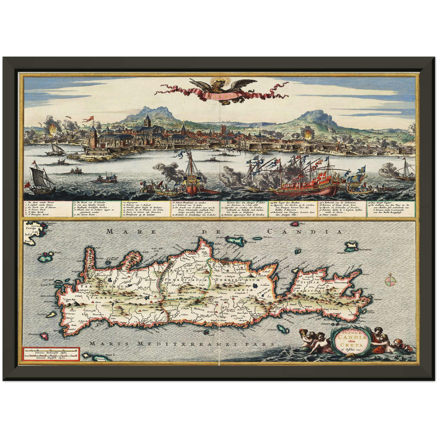 Historische Landkarte Kreta um 1668