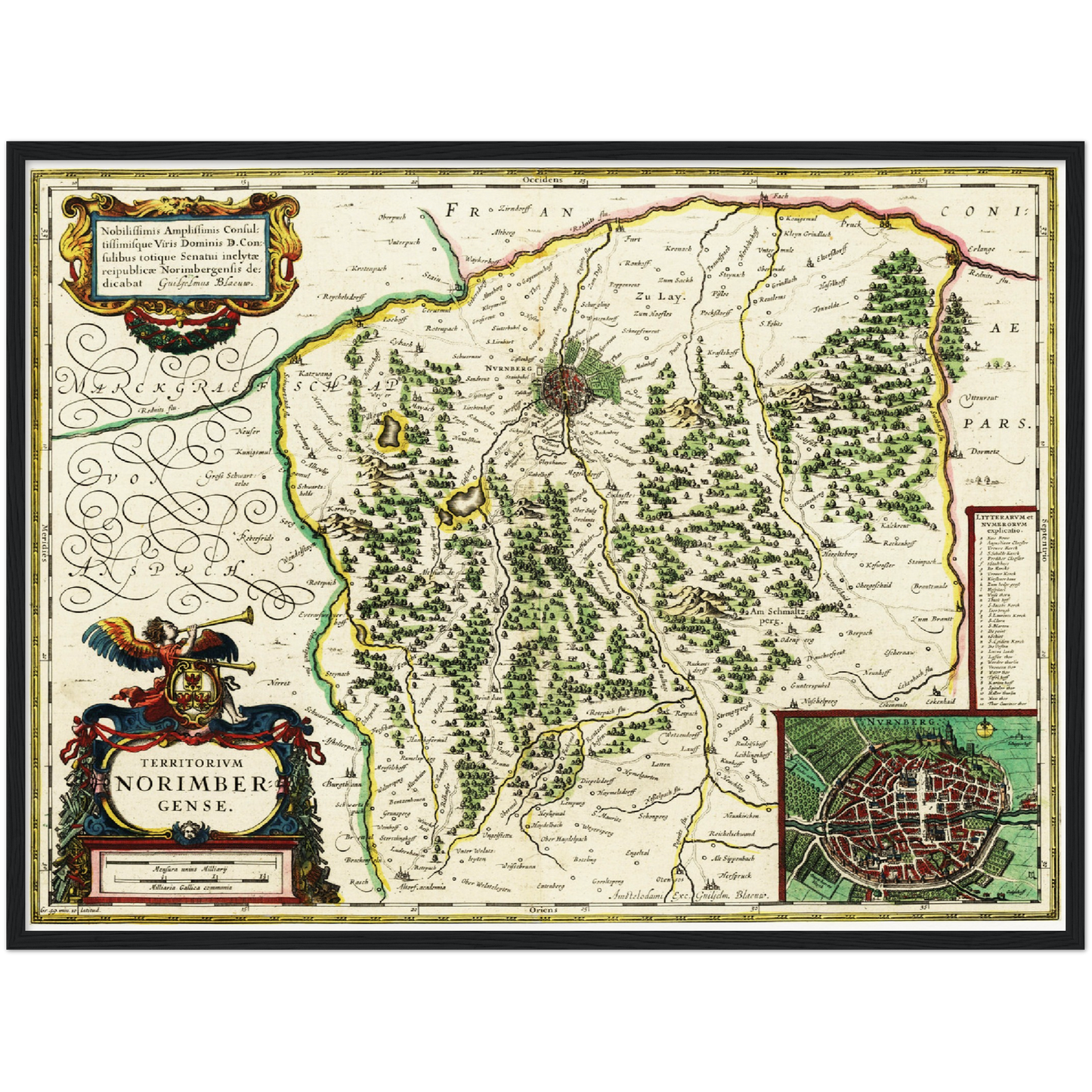 Historische Landkarte Nürnberg um 1647