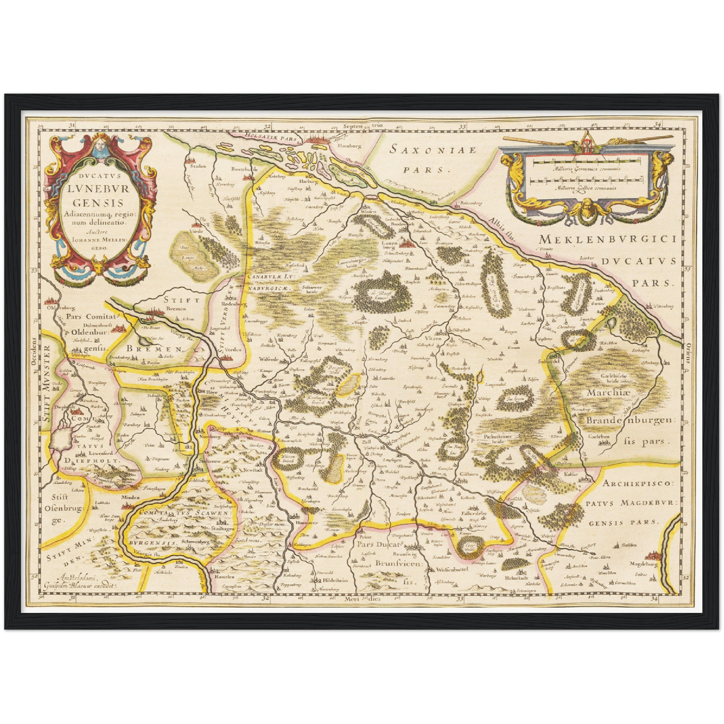 Historische Landkarte Lüneburg um 1635