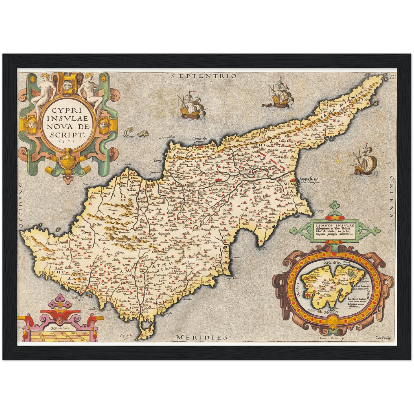 Historische Landkarte Zypern um 1609