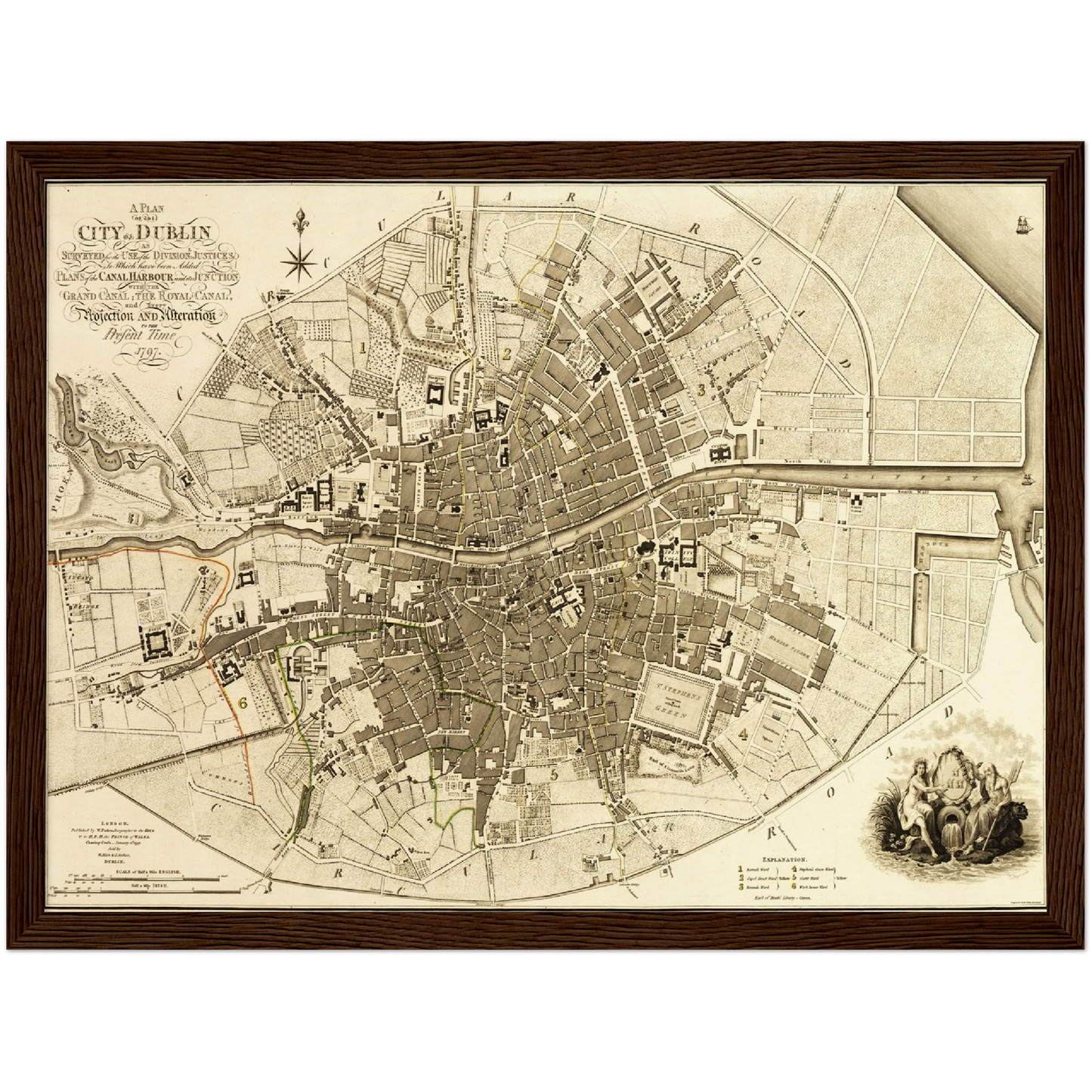 Historischer Stadtplan Dublin um 1797