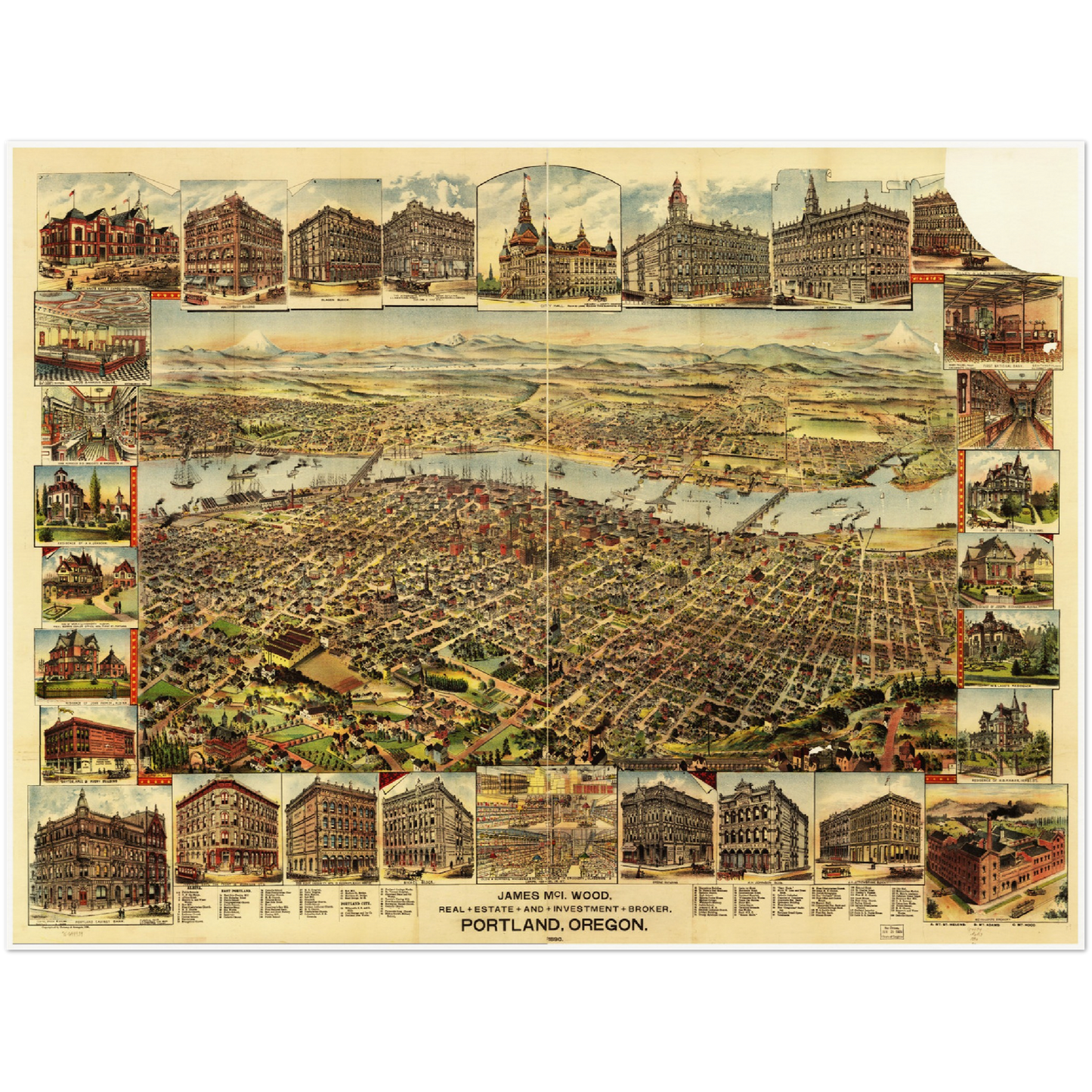 Historische Stadtansicht Portland um 1890