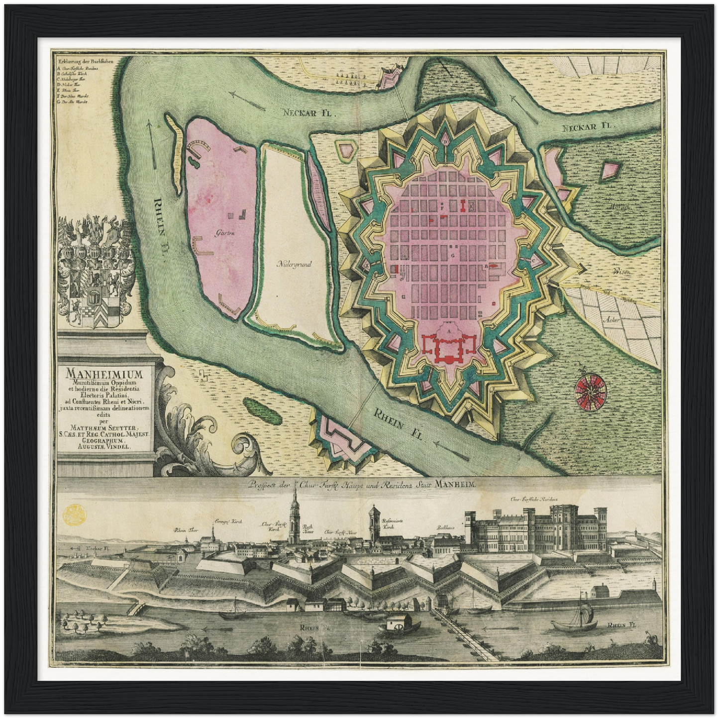 Historischer Stadtplan Mannheim um 1730